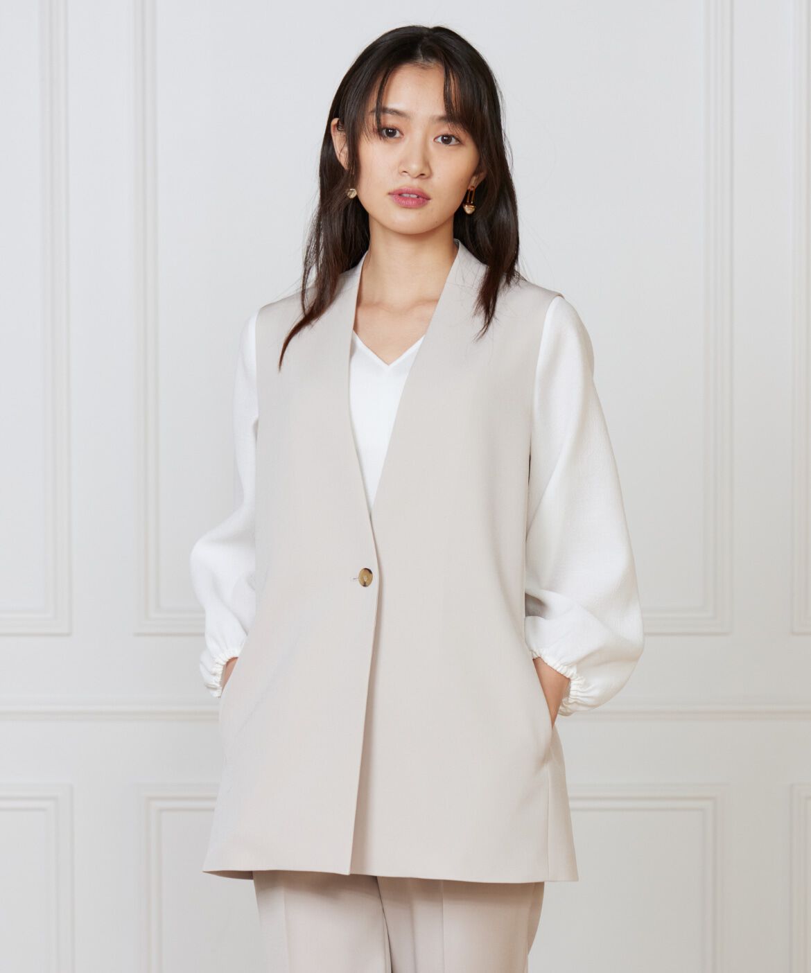 INED「《大きいサイズ》カラーレスジレ」|ダウンベスト・ベスト|