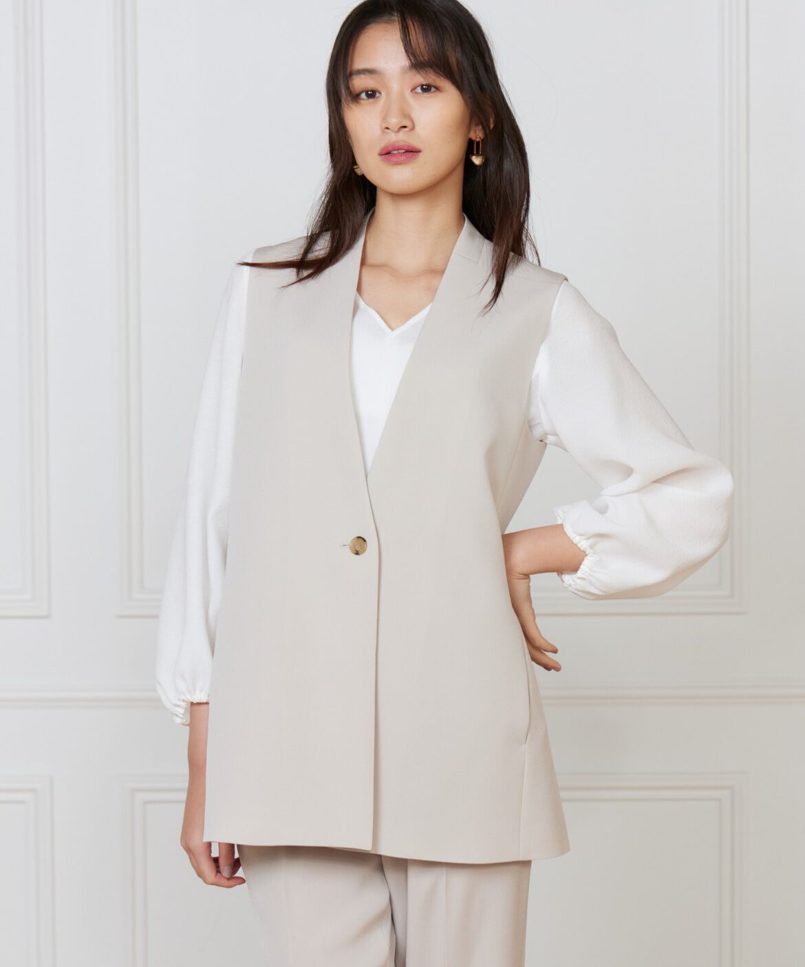 INED「《大きいサイズ》カラーレスジレ」|ダウンベスト・ベスト|