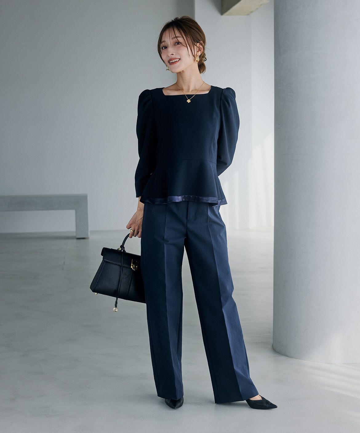 Maglie le cassetto「《M Maglie le cassetto&times;吉田理紗》華やぎペプラムブラウス」|シャツ・ブラウス|