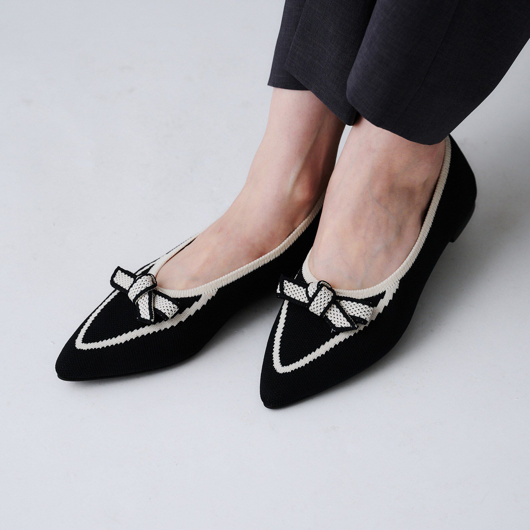 UNTITLED「【洗える！快適！】リサイクルニットリボンパンプス」|パンプス|