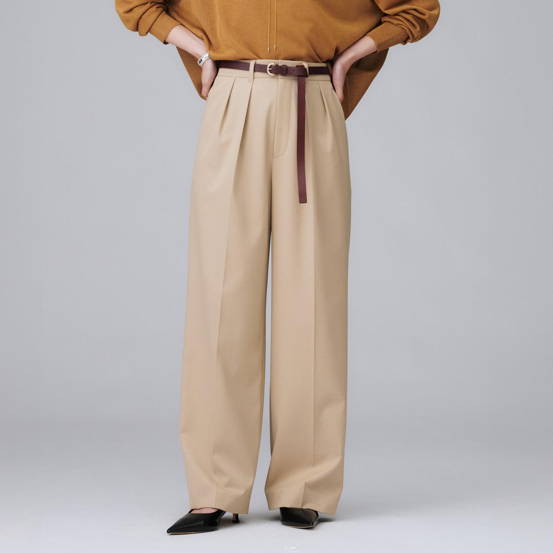 UNTITLED「【洗える/はっ水/後ろウエストゴム】ストレッチ2タックワイドパンツ」|その他|