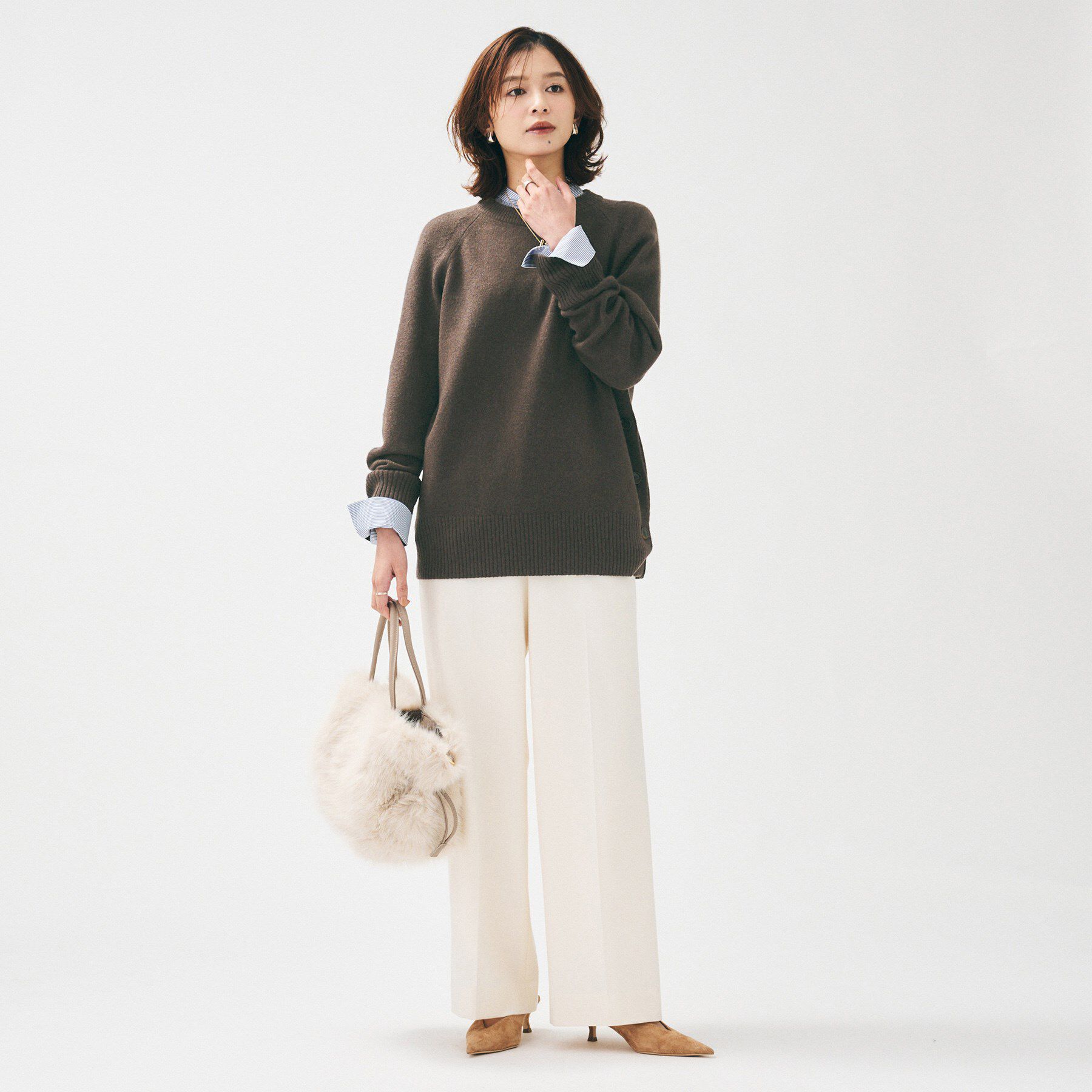 UNTITLED「【重ね着もおすすめ/洗える】ウールカシミヤ クルーネックニット」|ニット・セーター|