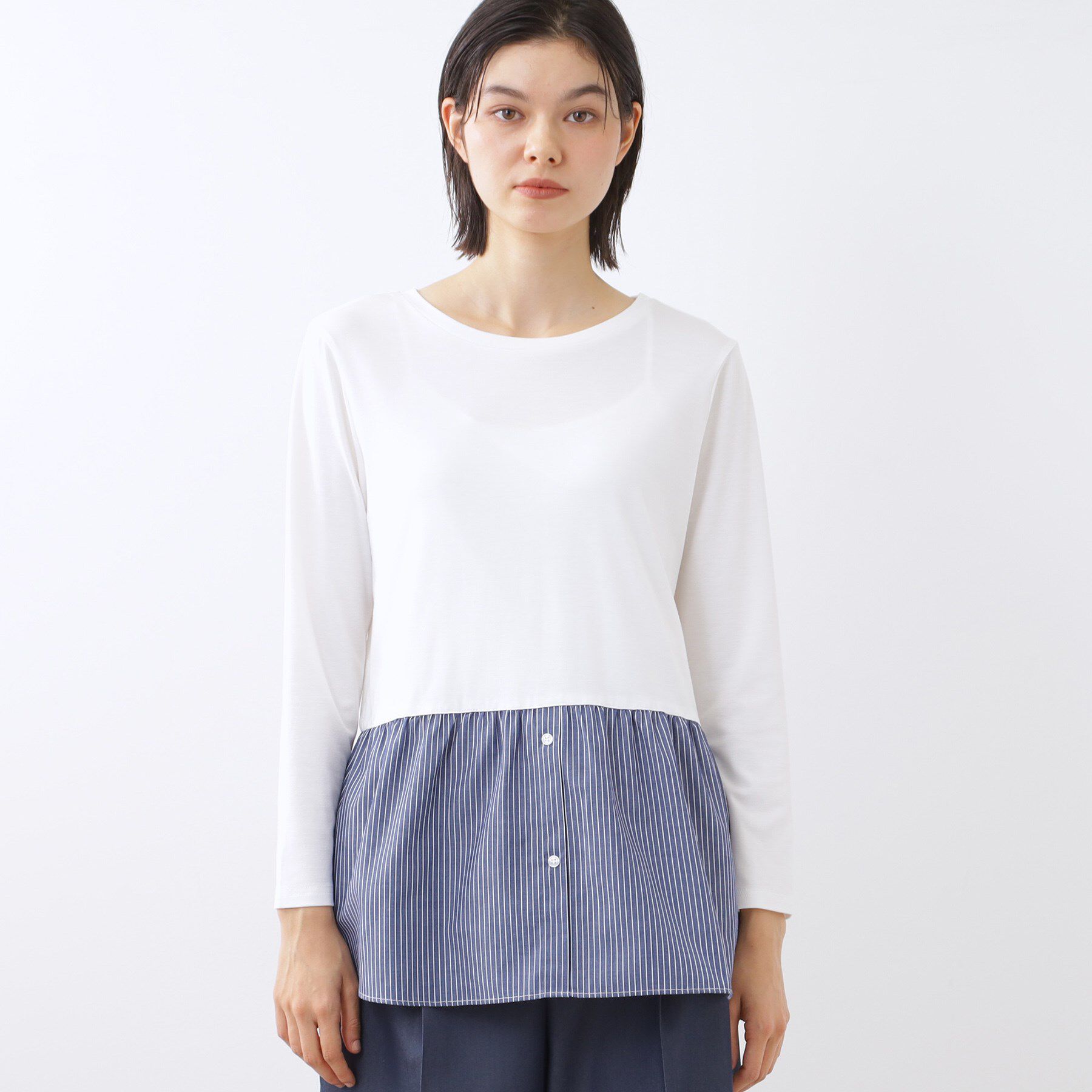 Reflect「【重ね着でも一枚着でも◎】ドッキングジャージトップス」|Tシャツ・カットソー|