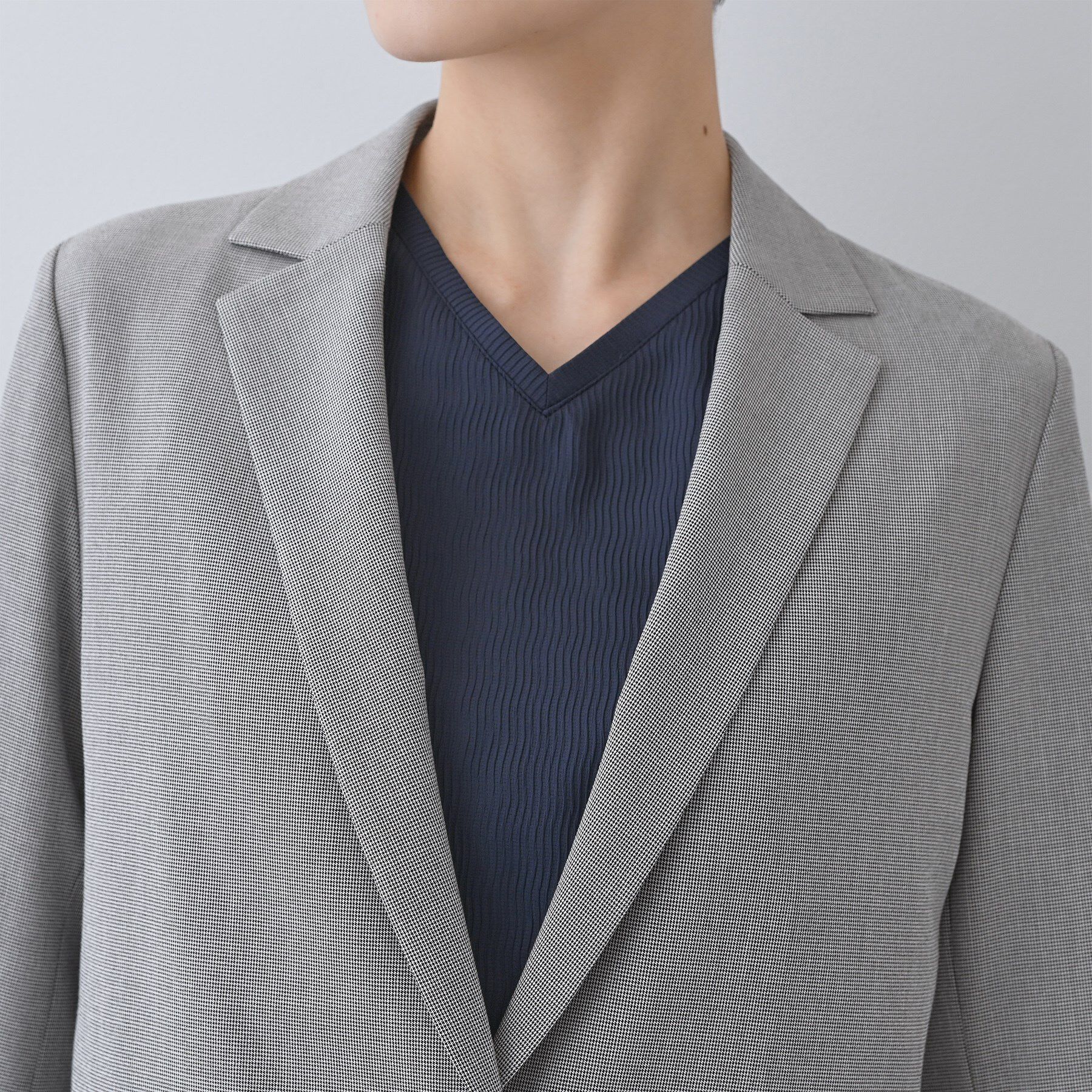 INDIVI「【洗える／夏スーツ】ミニ千鳥柄テーラードカラージャケット」|テーラードジャケット|