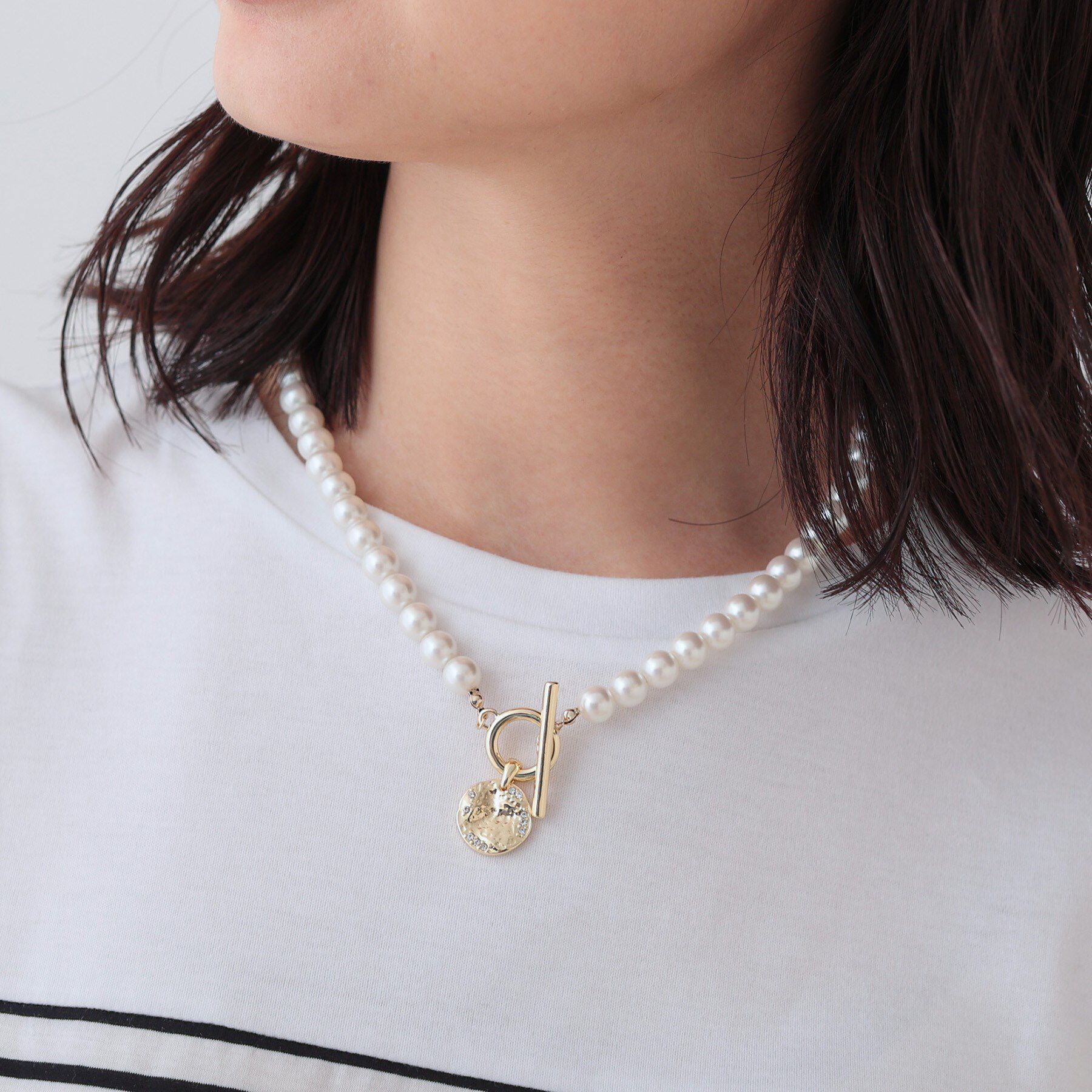 INDIVI「パール調コインショートネックレス」|ネックレス|