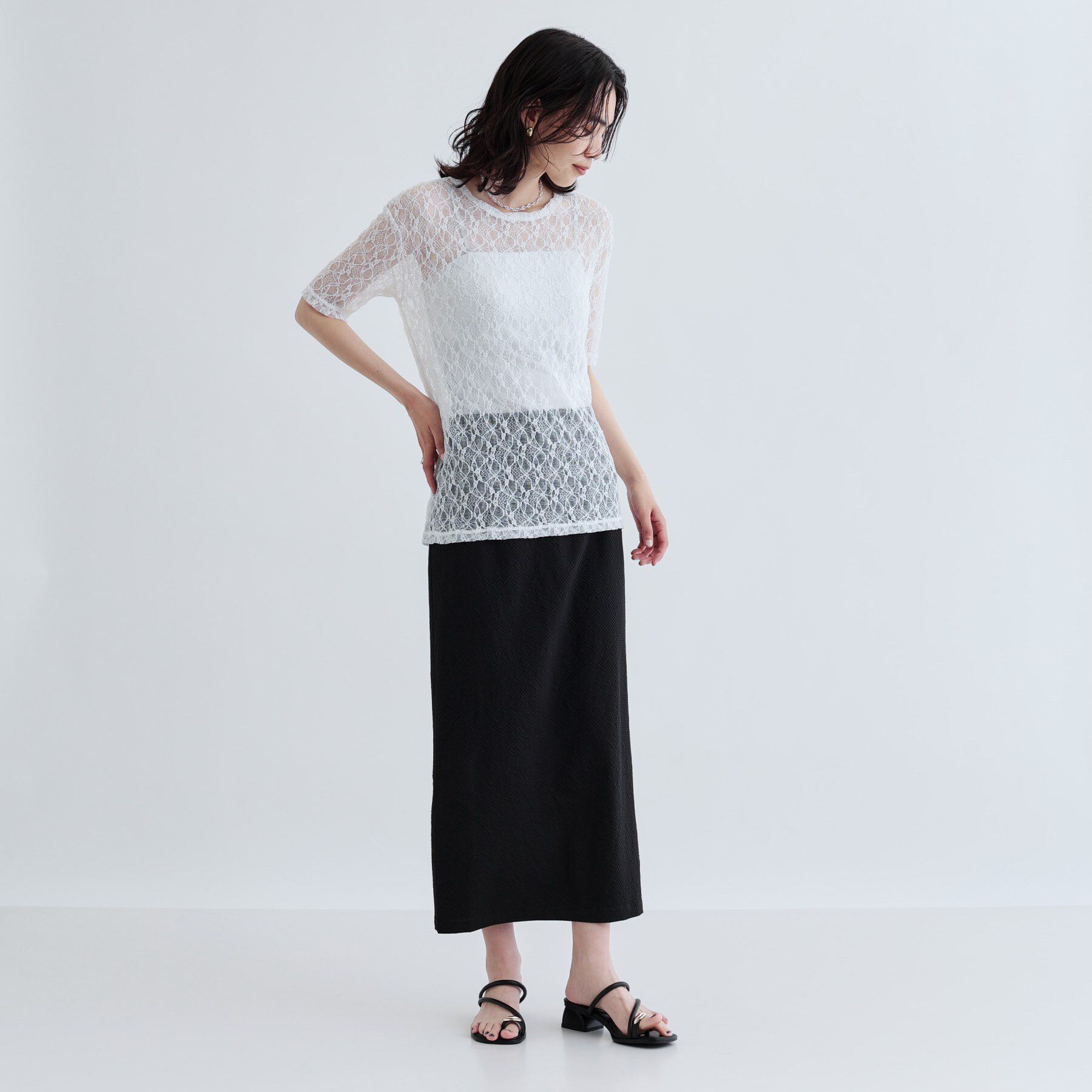 GALLEST「半袖レースカットソー」|Tシャツ・カットソー|