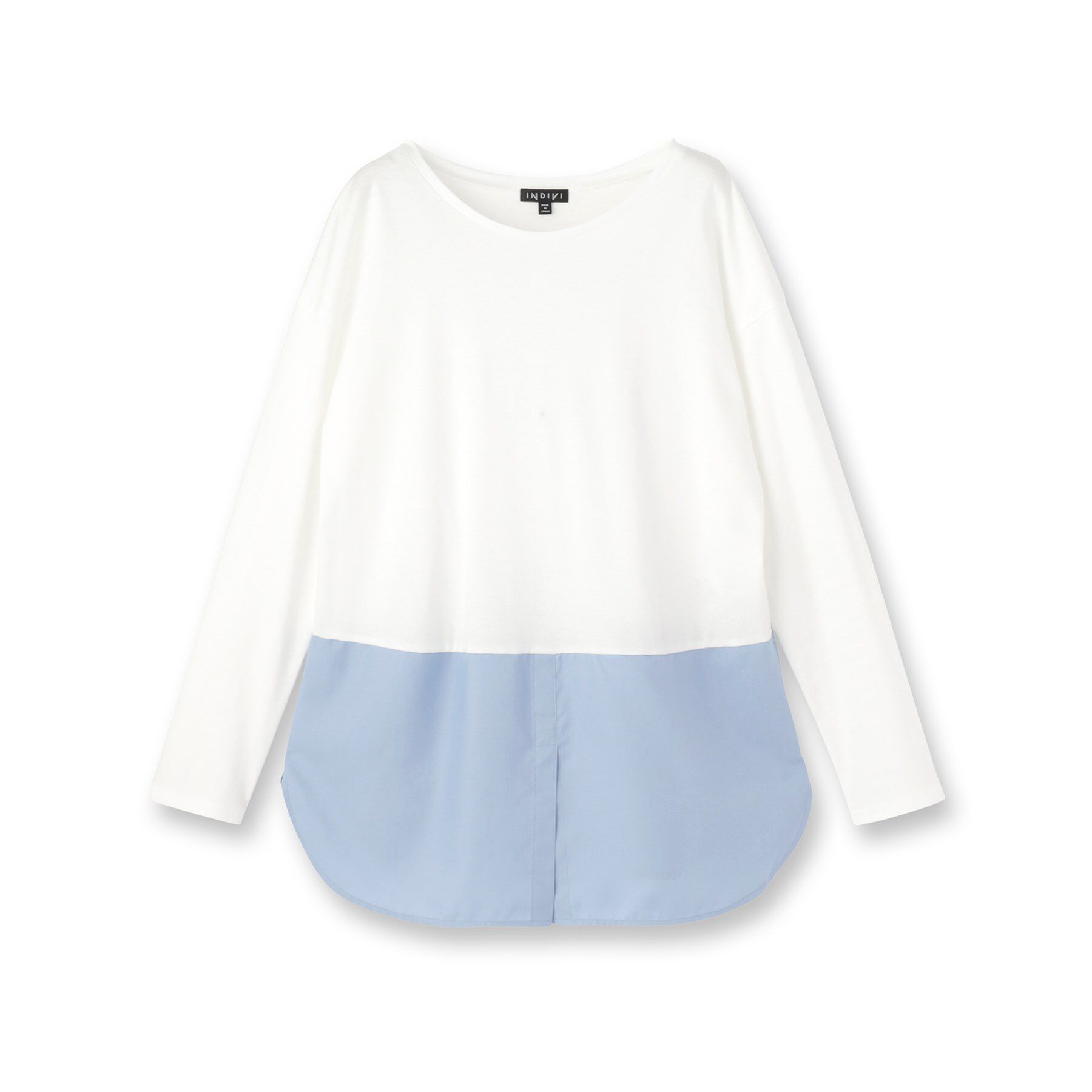 INDIVI「【コットン】シャツ切り替えカットソー」|Tシャツ・カットソー|