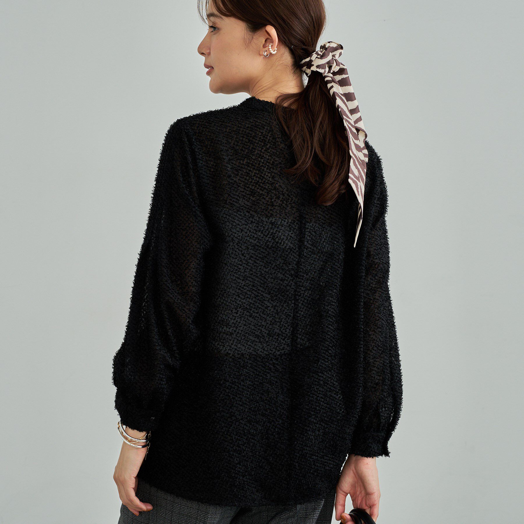 INDIVI「【きれいめ／オフィス／イベント】フェザージャカードブラウス」|シャツ・ブラウス|