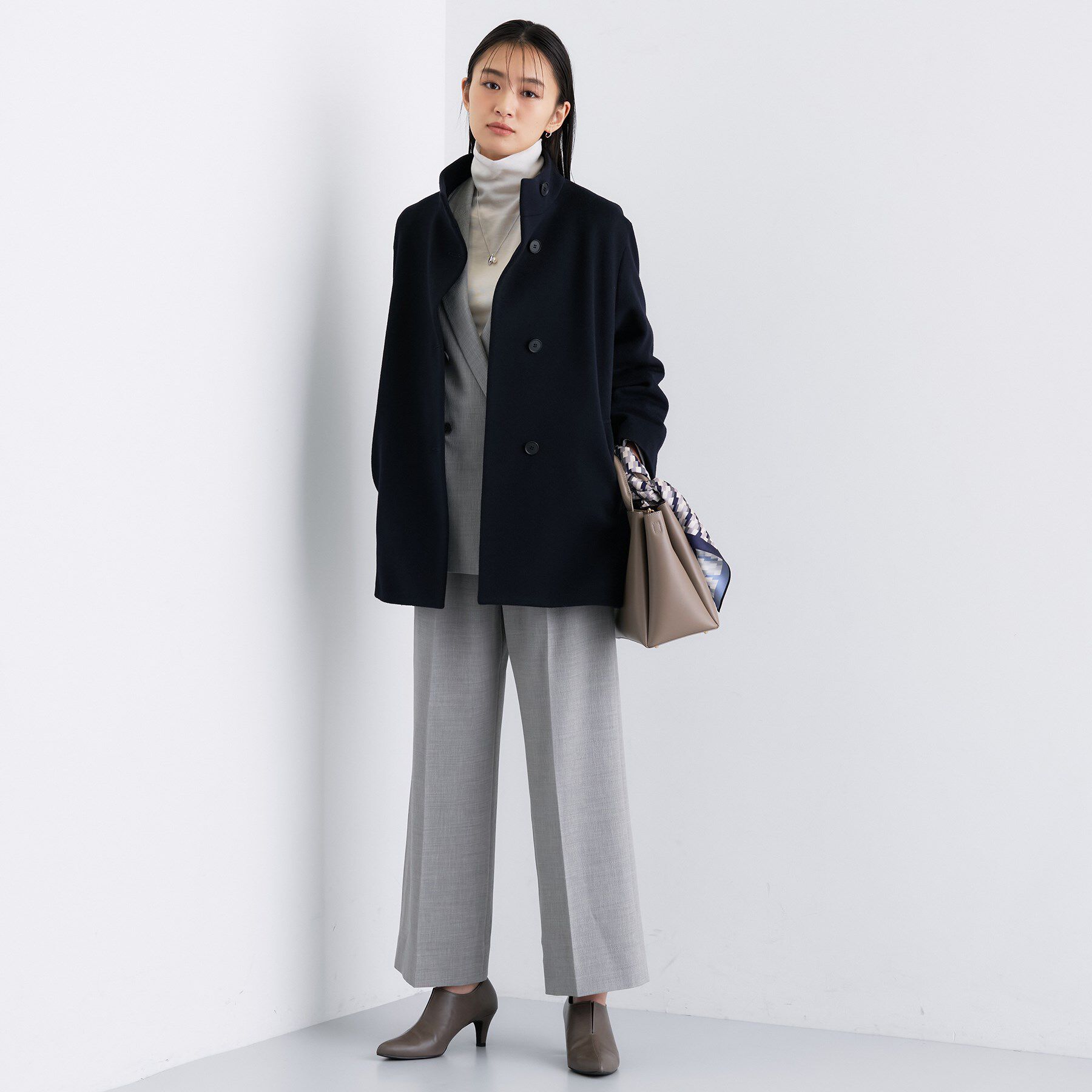 INDIVI「【日本製／ミドル丈】スタンドカラーミドルコート」|その他|