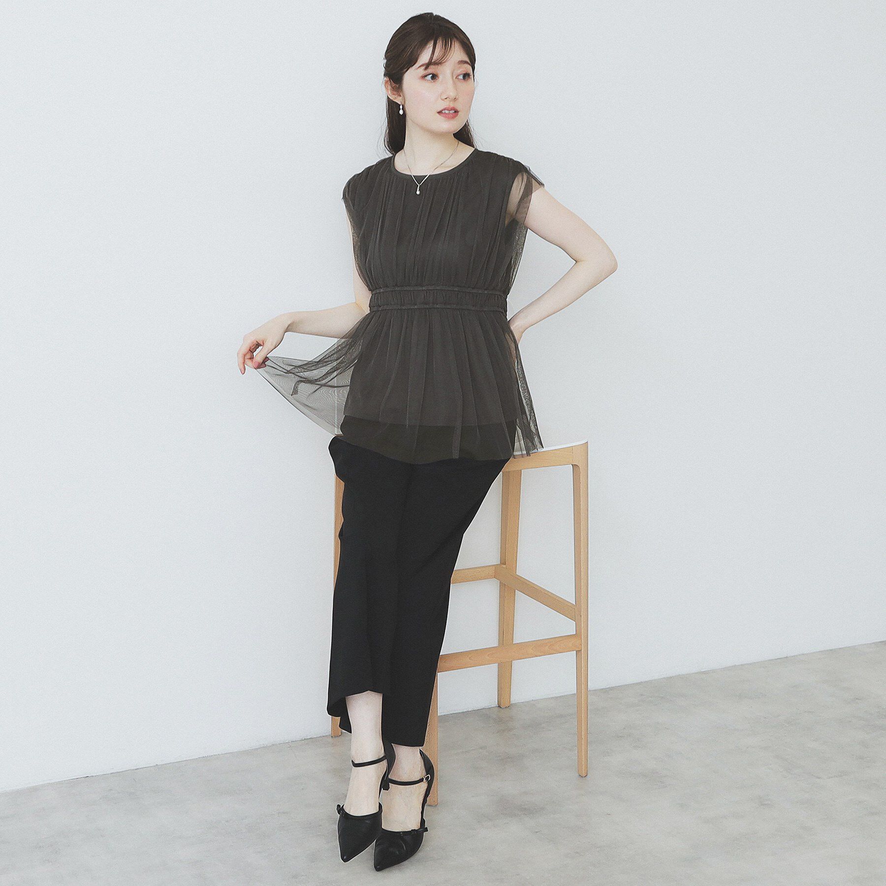 index「チュールレイヤードペプラムブラウス【洗濯機洗い可】」|シャツ・ブラウス|