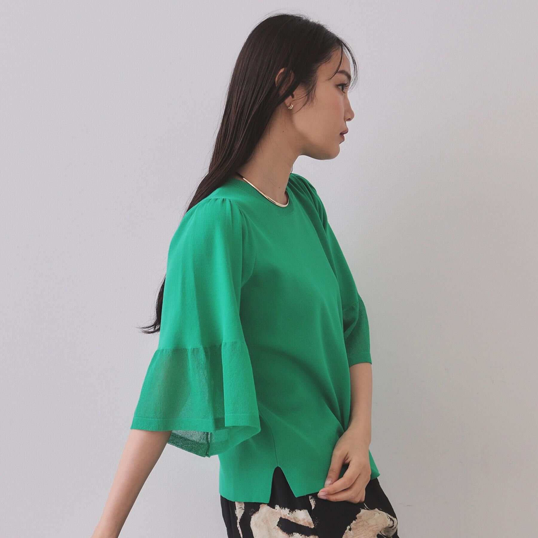 OPAQUE.CLIP「《5色展開》シアーフレアスリーブニット【洗濯機洗い可】」|ニット・セーター|