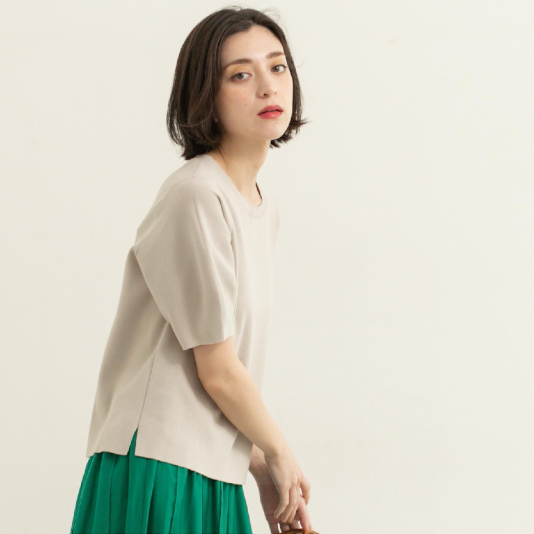 OPAQUE.CLIP「カーブスリーブニット【UV/洗濯機洗い可】」|ニット・セーター|