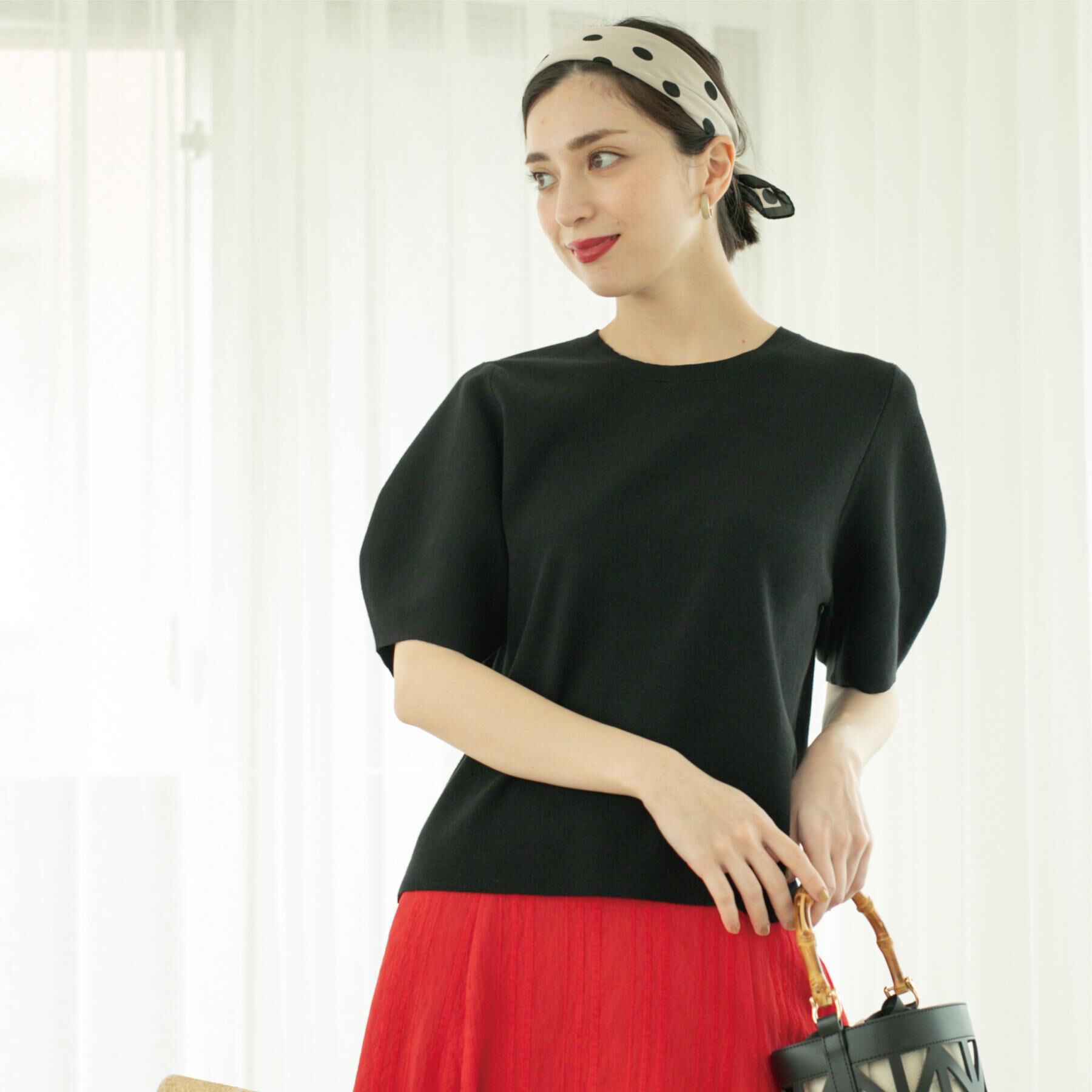 OPAQUE.CLIP「カーブスリーブニット【UV/洗濯機洗い可】」|ニット・セーター|