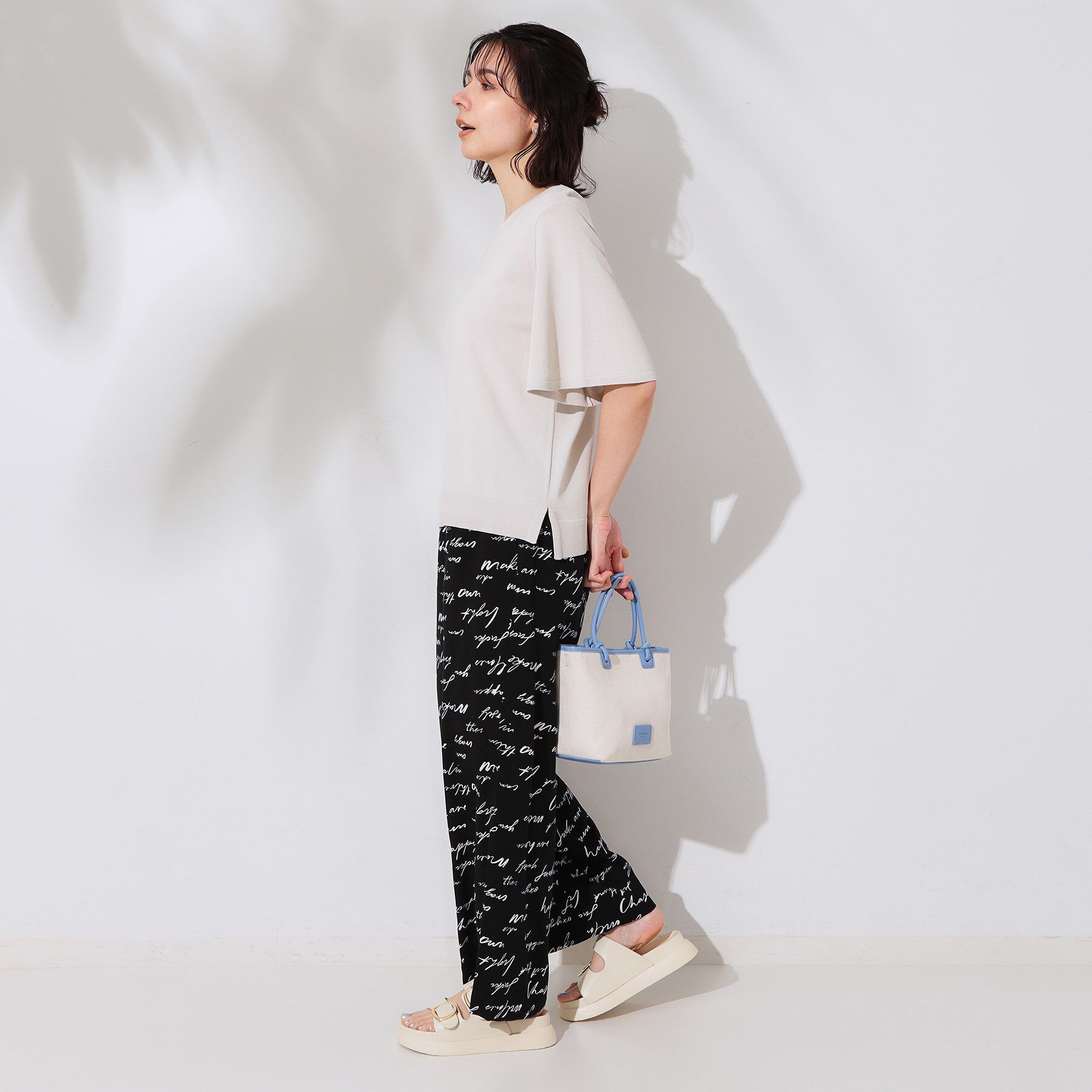 OPAQUE.CLIP「《6色展開/S-LLサイズ》フレアスリーブニット【UV/接触冷感/抗ピル/洗濯機洗い可】」|ニット・セーター|