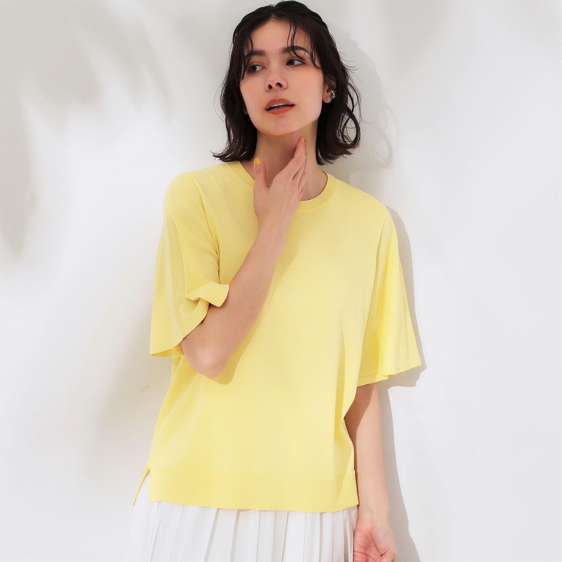 OPAQUE.CLIP「《6色展開/S-LLサイズ》フレアスリーブニット【UV/接触冷感/抗ピル/洗濯機洗い可】」|ニット・セーター|