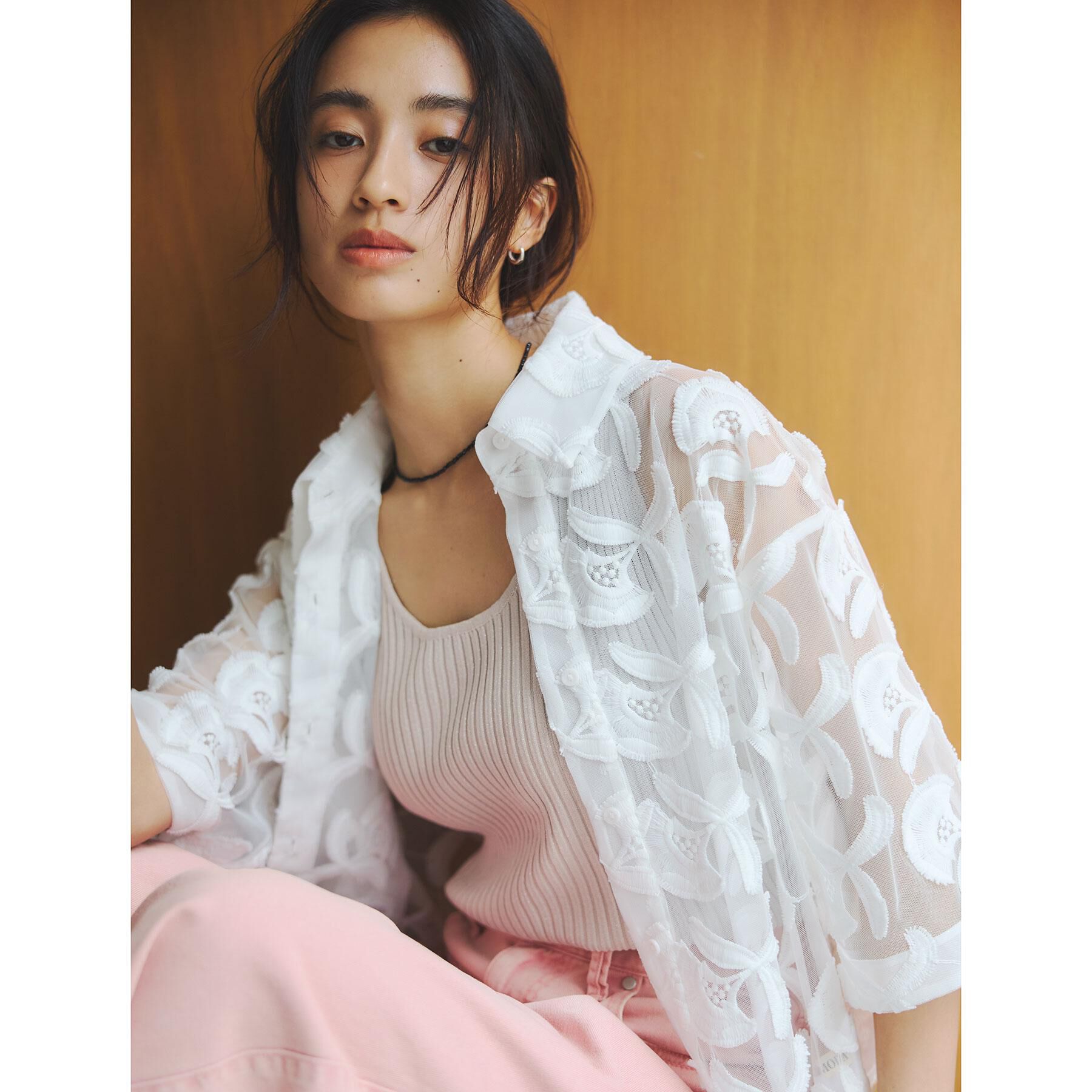 OPAQUE.CLIP「3Dフラワーレースシャツ【洗える】」|シャツ・ブラウス|