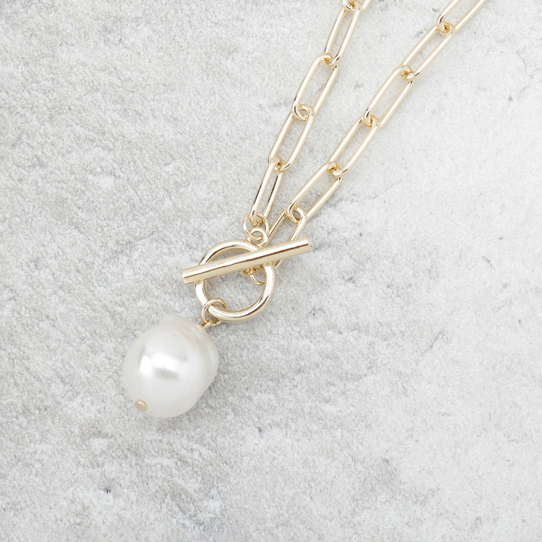 OPAQUE.CLIP「チェーン&times;フェイクパール マンテルネックレス」|ネックレス|