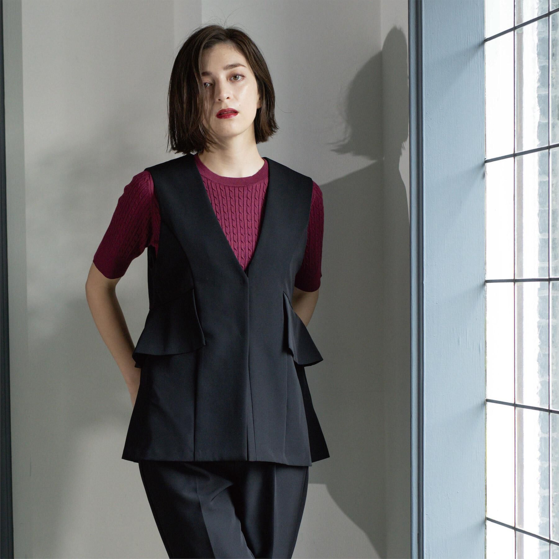 OPAQUE.CLIP「フリルペプラムジレ/セットアップ対応可【洗濯機洗い可】」|ベスト・ジレ|