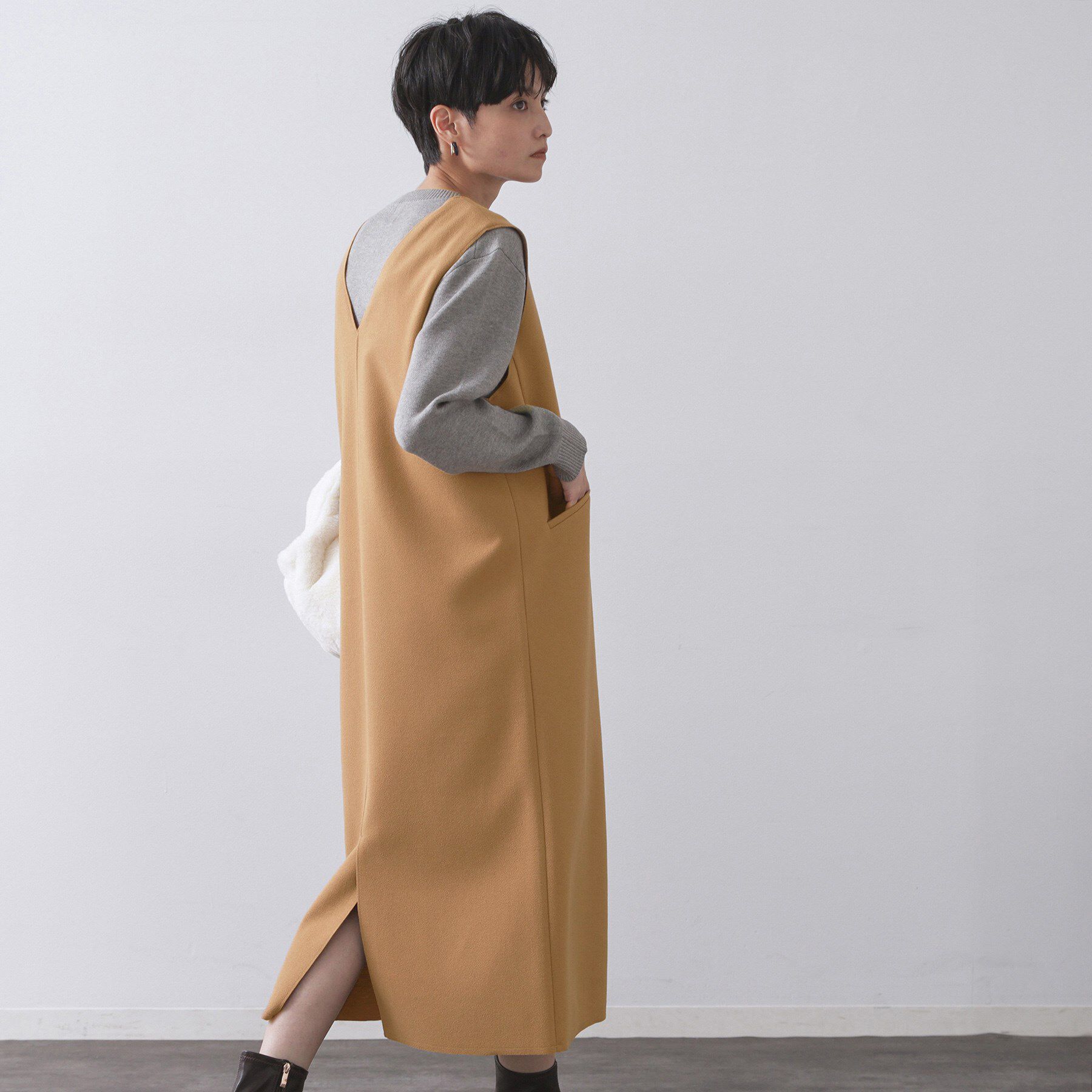 OPAQUE.CLIP「ウールライクジャンパードレス【洗濯機洗い可】」|ワンピース|