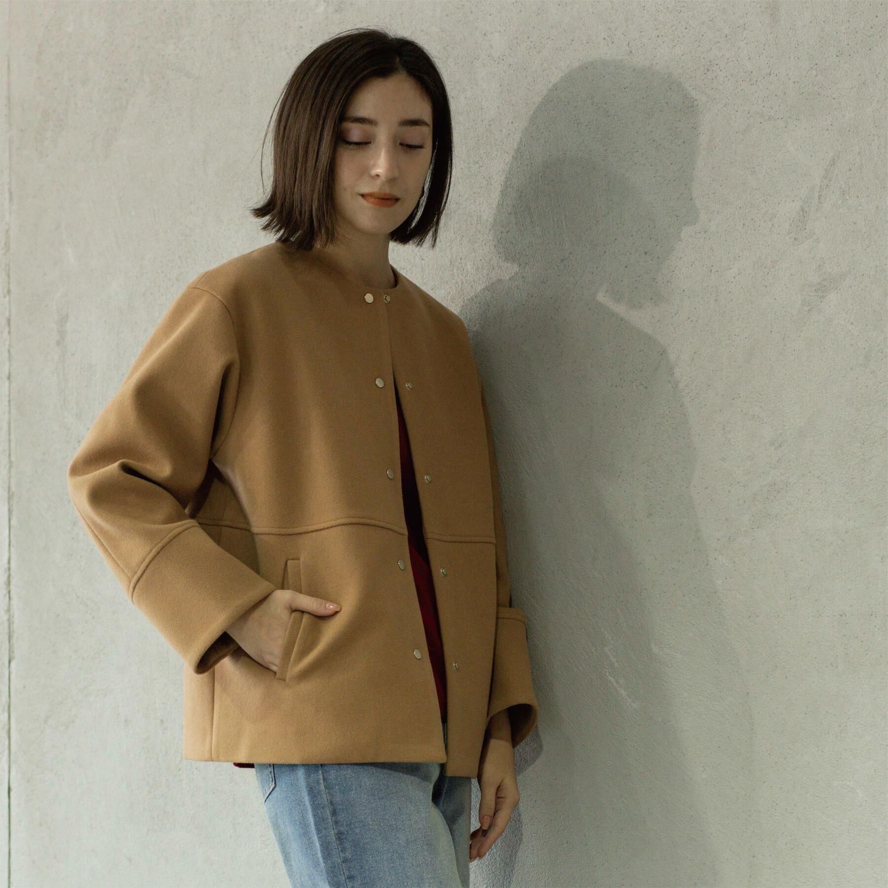 OPAQUE.CLIP「ウールライクメルトンノーカラーコート【洗濯機洗い可】」|ノーカラーコート|