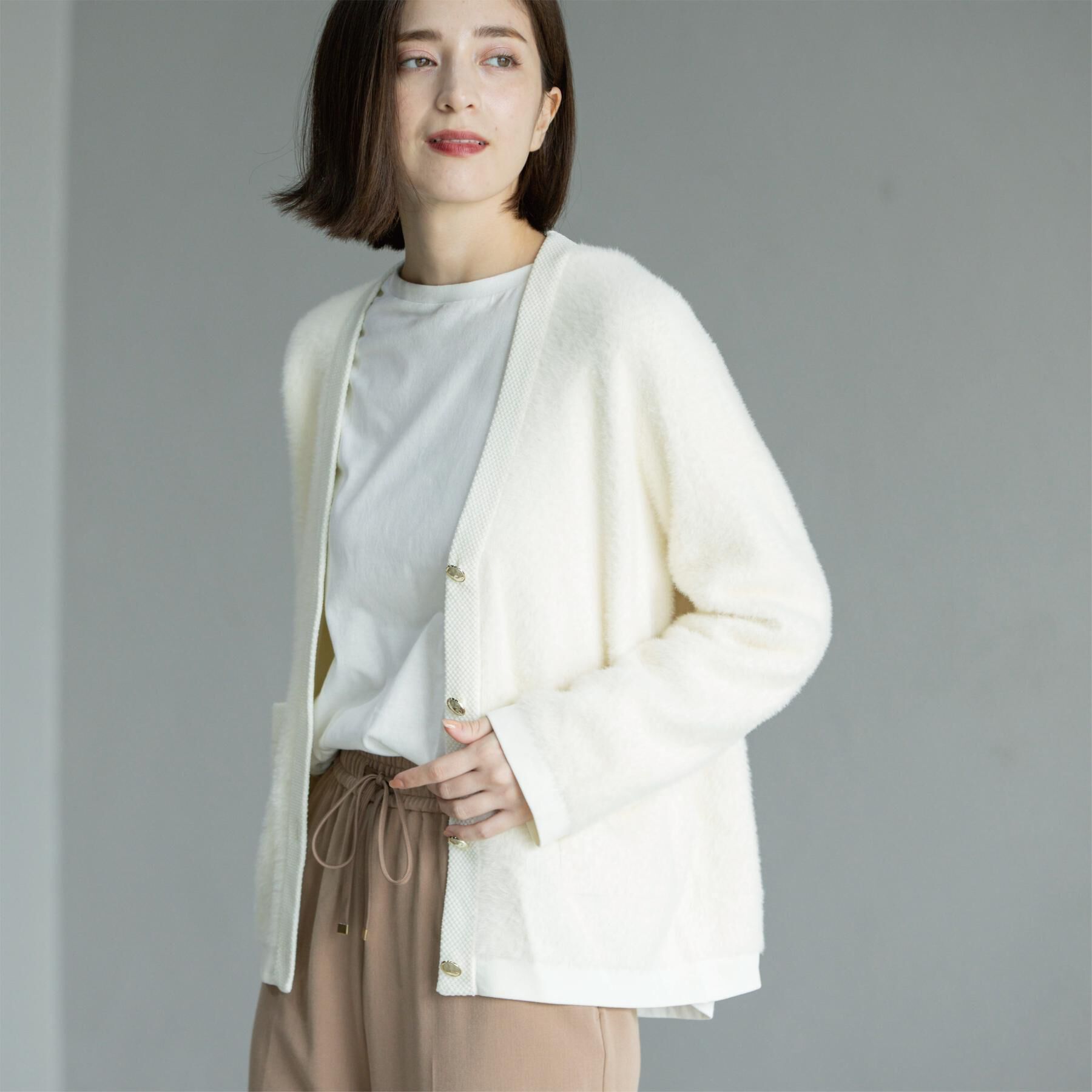 OPAQUE.CLIP「フェザーヤーンカーディガン【洗濯機OK/抗ピル】」|カーディガン|