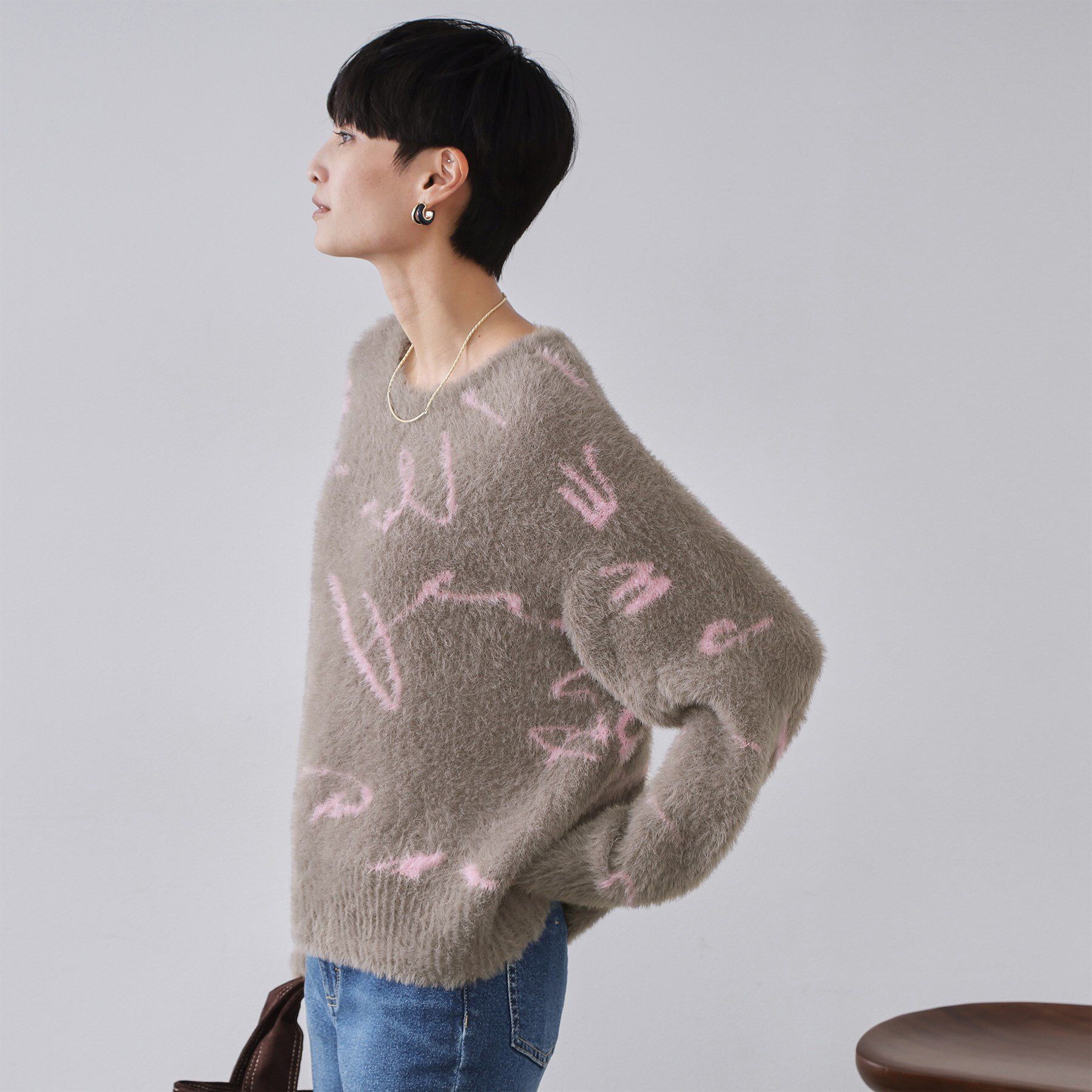 OPAQUE.CLIP「アート柄シャギーニット【洗濯機OK】」|ニット・セーター|