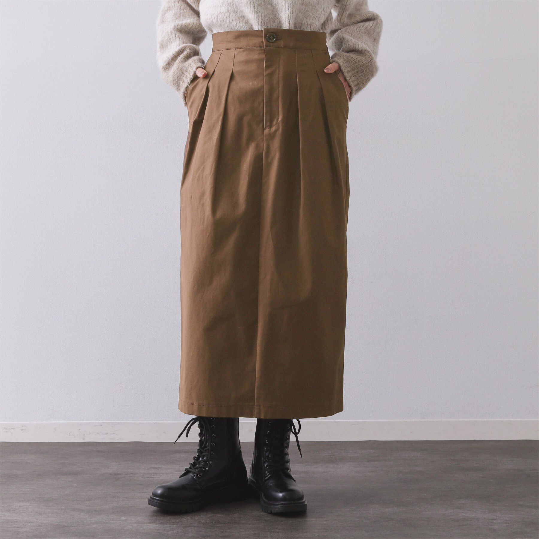 OPAQUE.CLIP「ストレッチタックナロースカート【洗濯機OK】」|スカート|