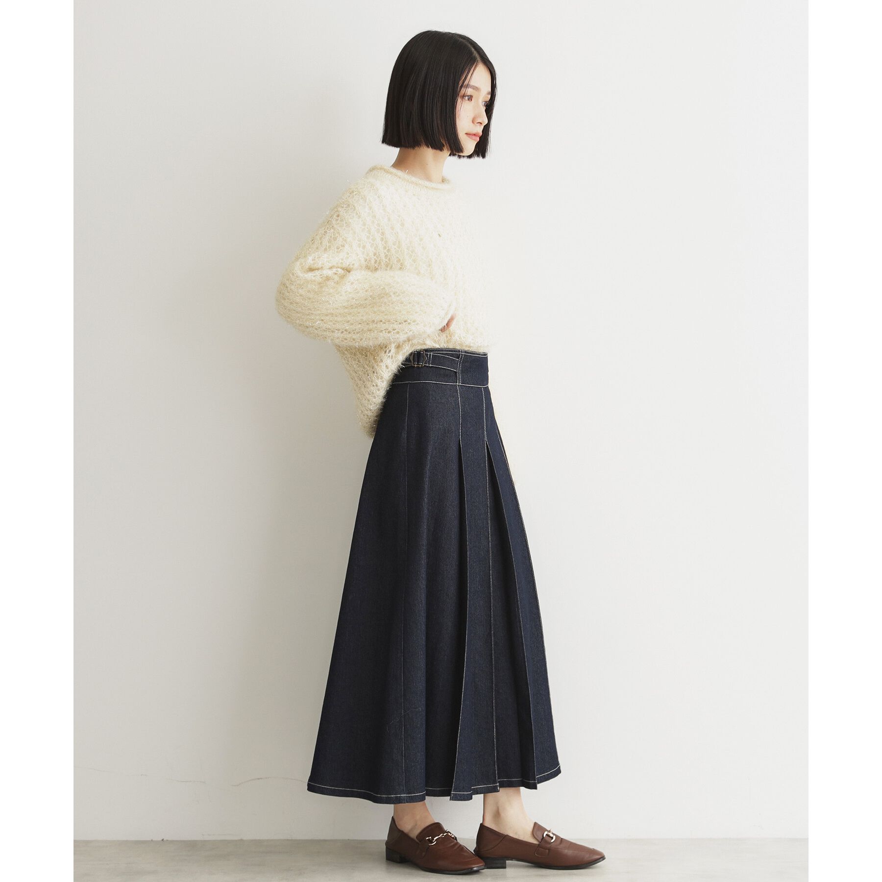 THE SHOP TK「【オールシーズン活躍！】デニムタックスカート/洗える」|スカート|