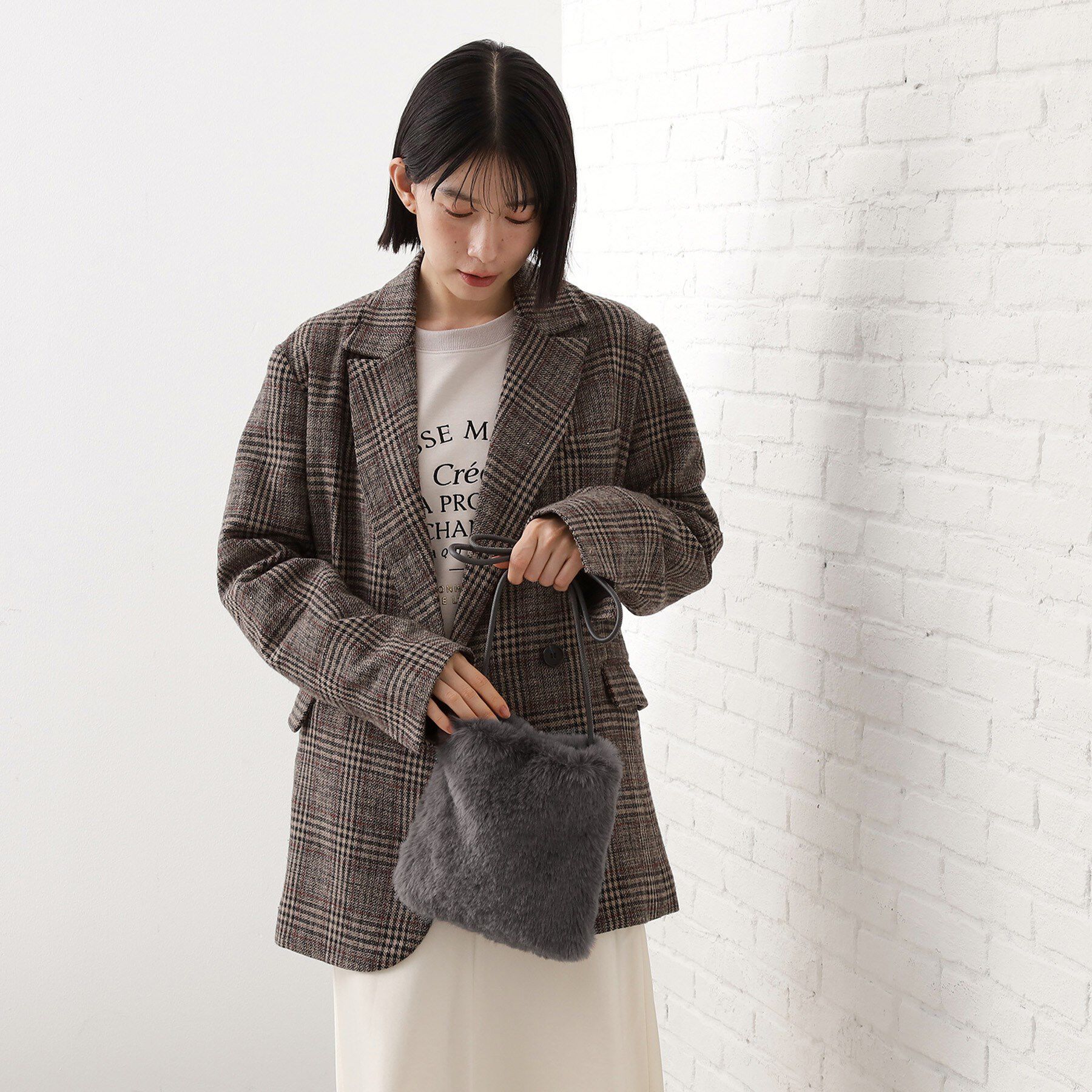 THE SHOP TK「フェイクファーショルダーミニバッグ」|ショルダー・メッセンジャー|スミクロ(018)