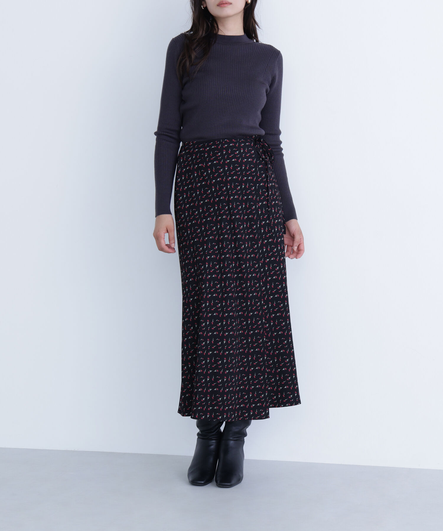  「フラワープリントラップスカート」|スカート|