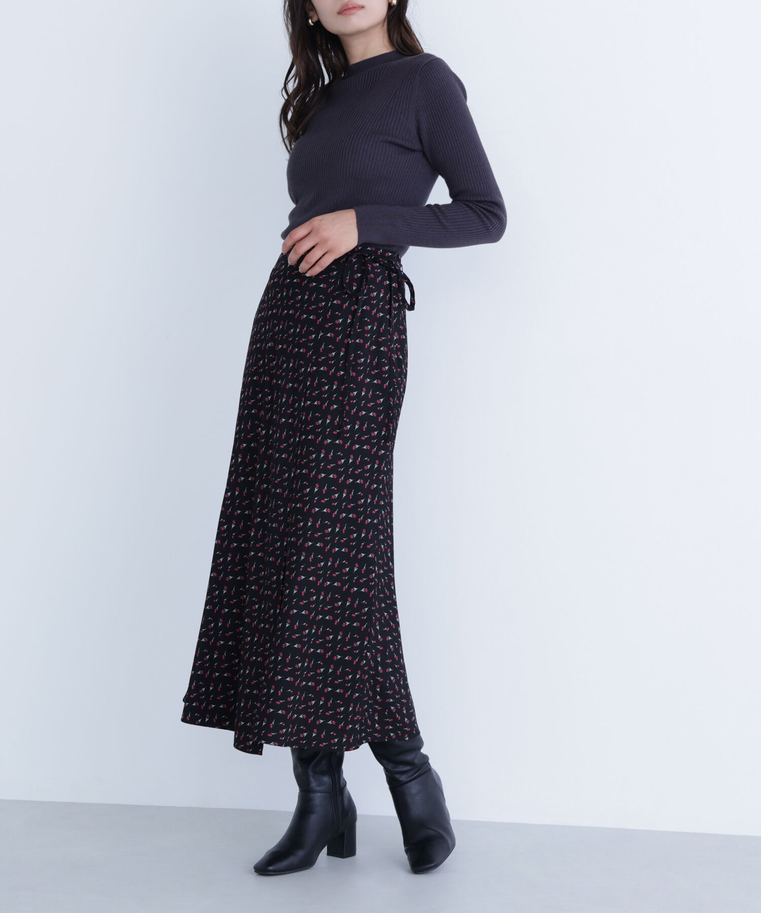  「フラワープリントラップスカート」|スカート|