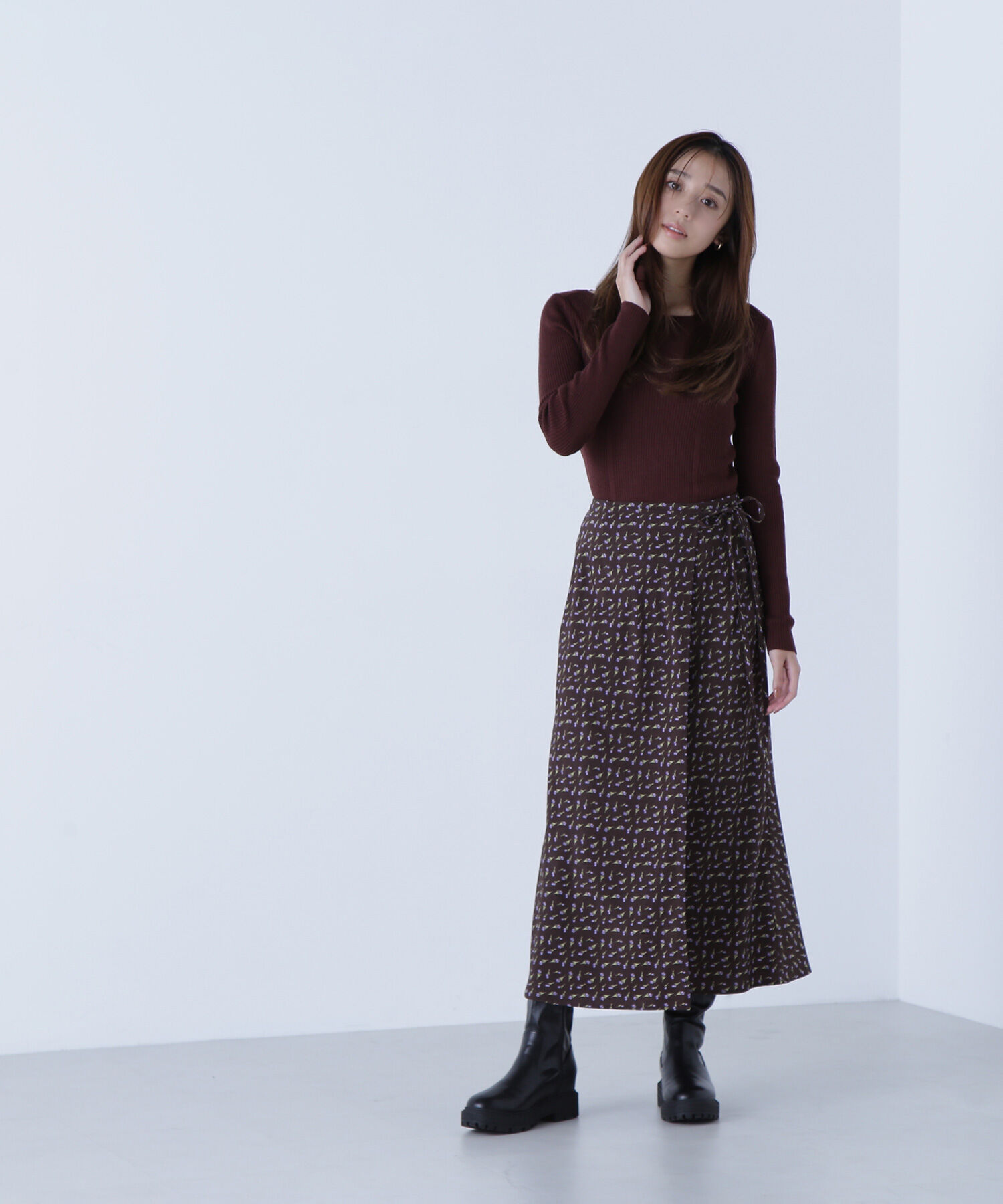  「フラワープリントラップスカート」|スカート|