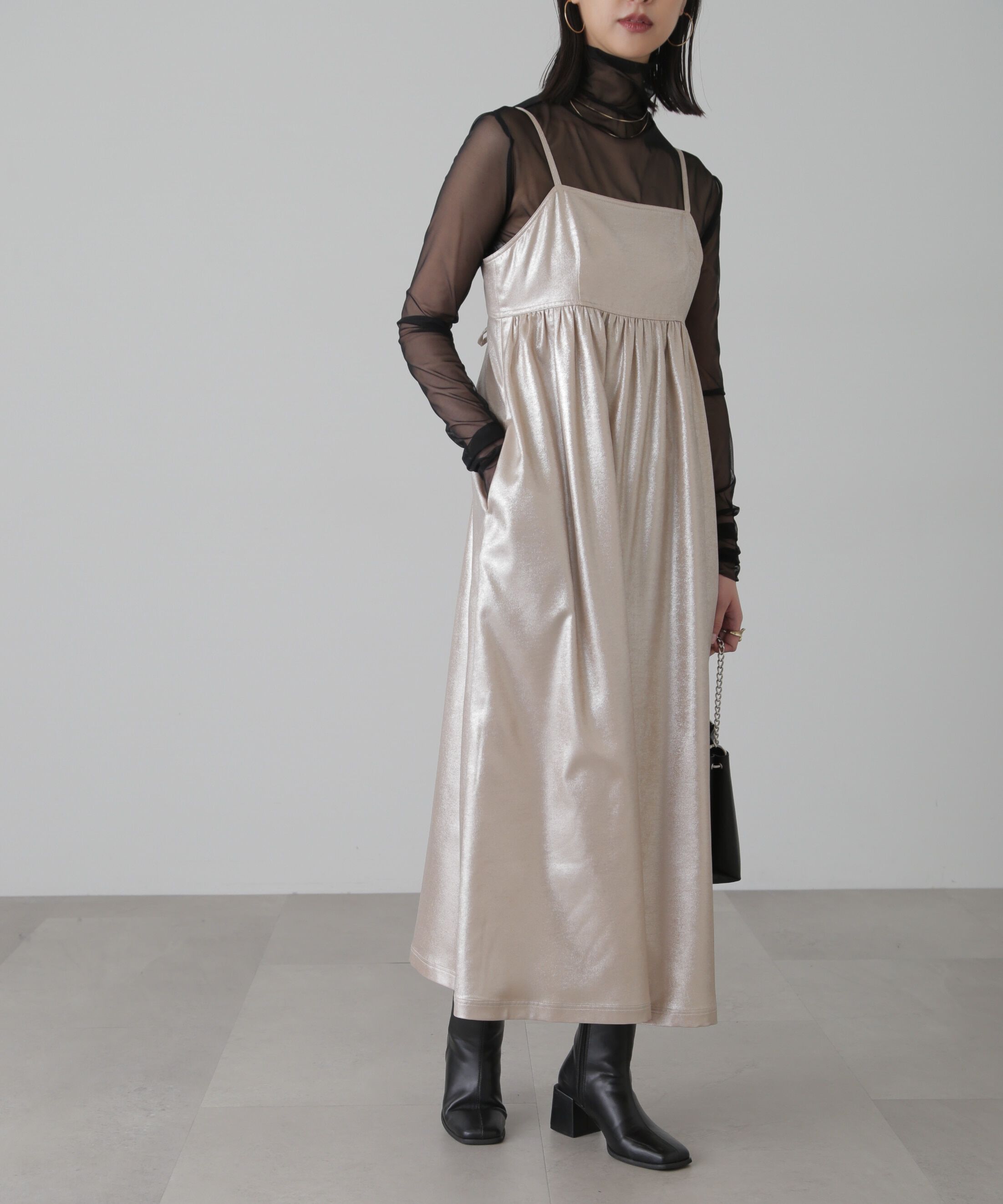  「バックオープンフレアマキシキャミワンピース」|ワンピース|