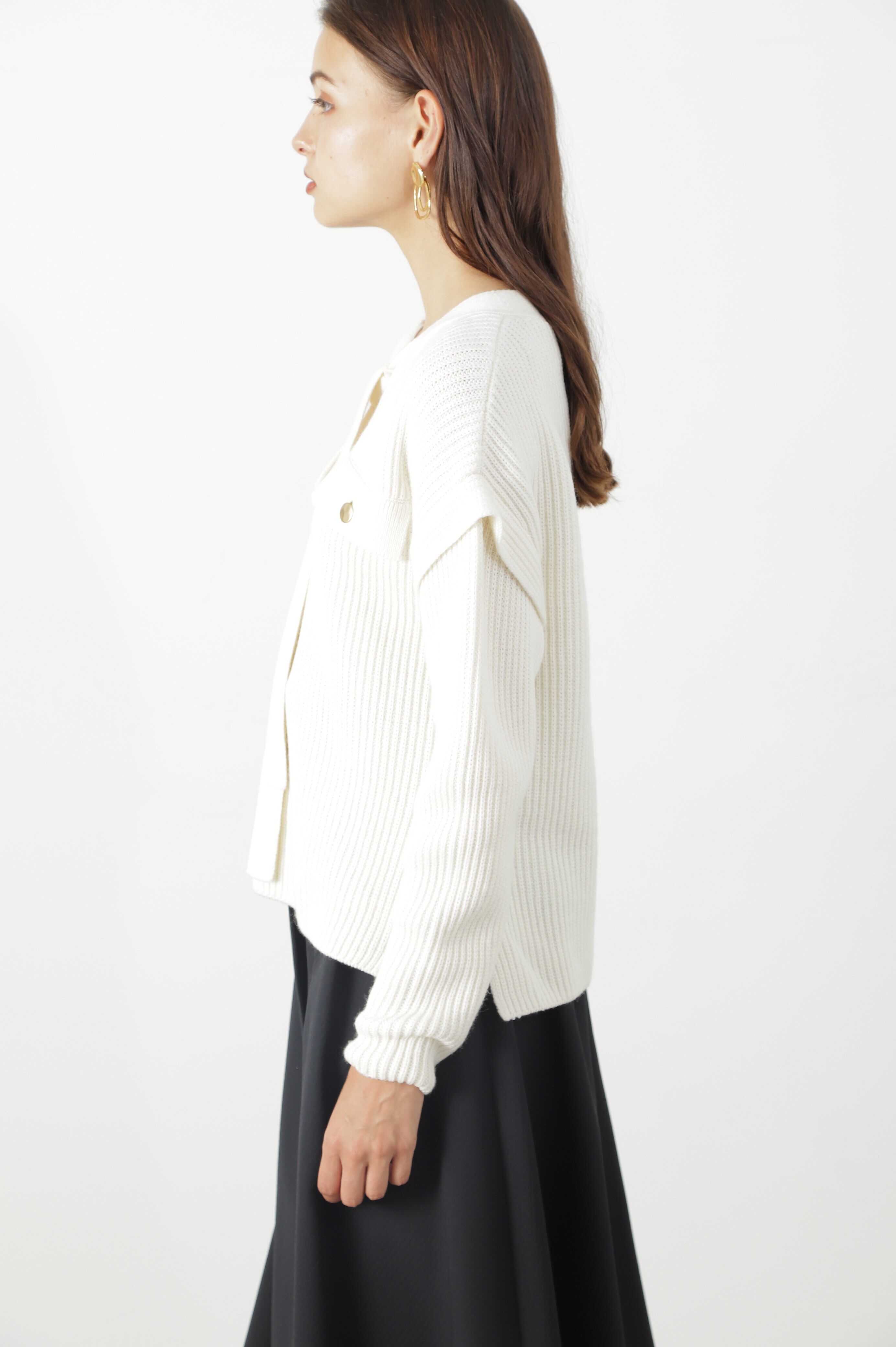  「◆片畦ボウタイミドルゲージニットプルオーバー」|ニット・セーター|