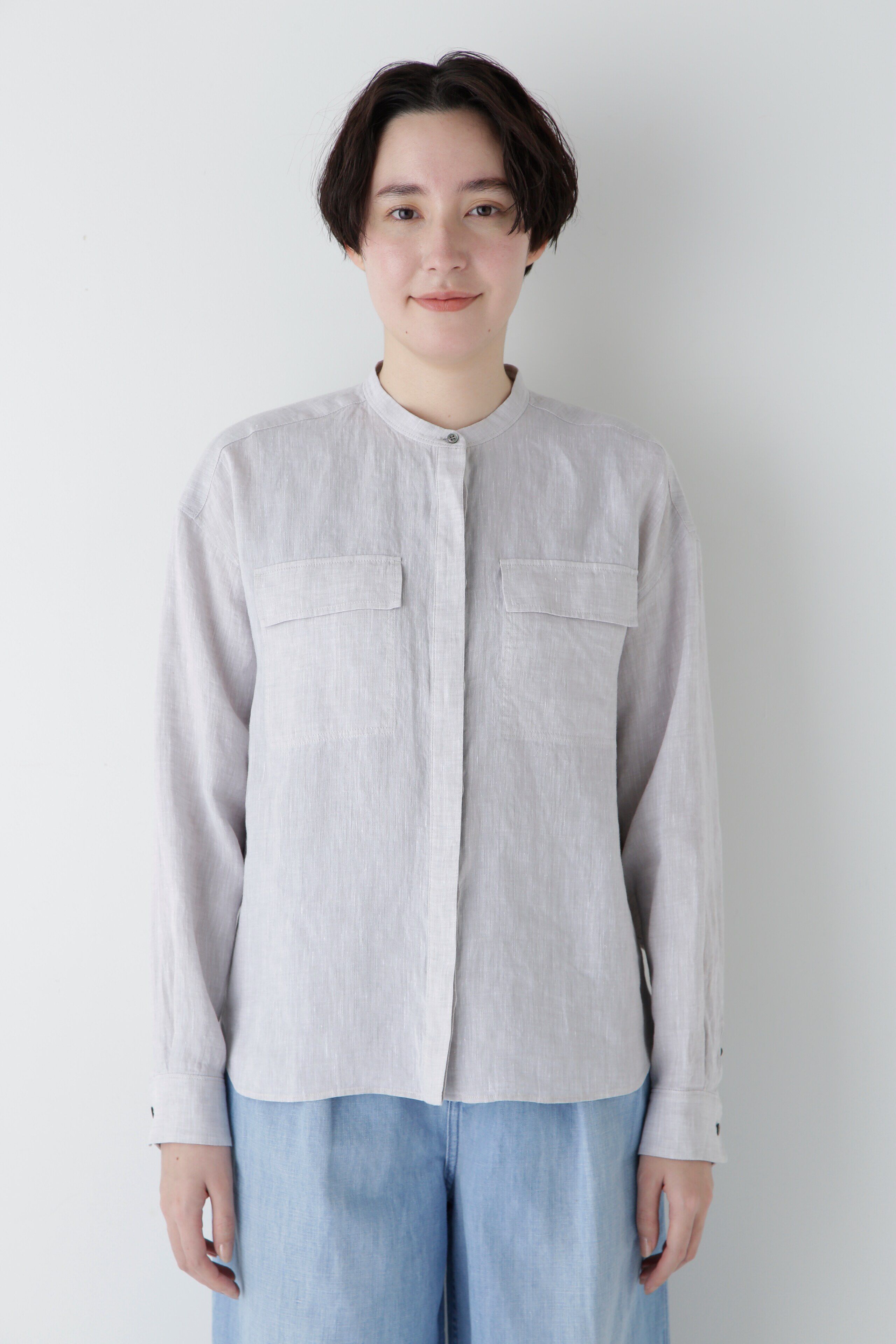  「◆ハードマンリネンバンドカラーシャツブラウス」|シャツ・ブラウス|