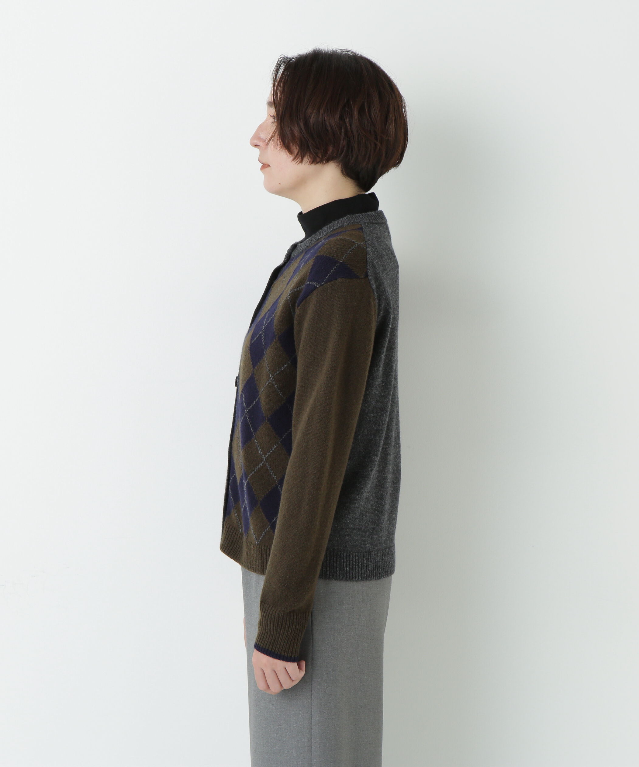  「ウールＭＩＸアーガイルクルーネックカーディガン」|ニット・セーター|