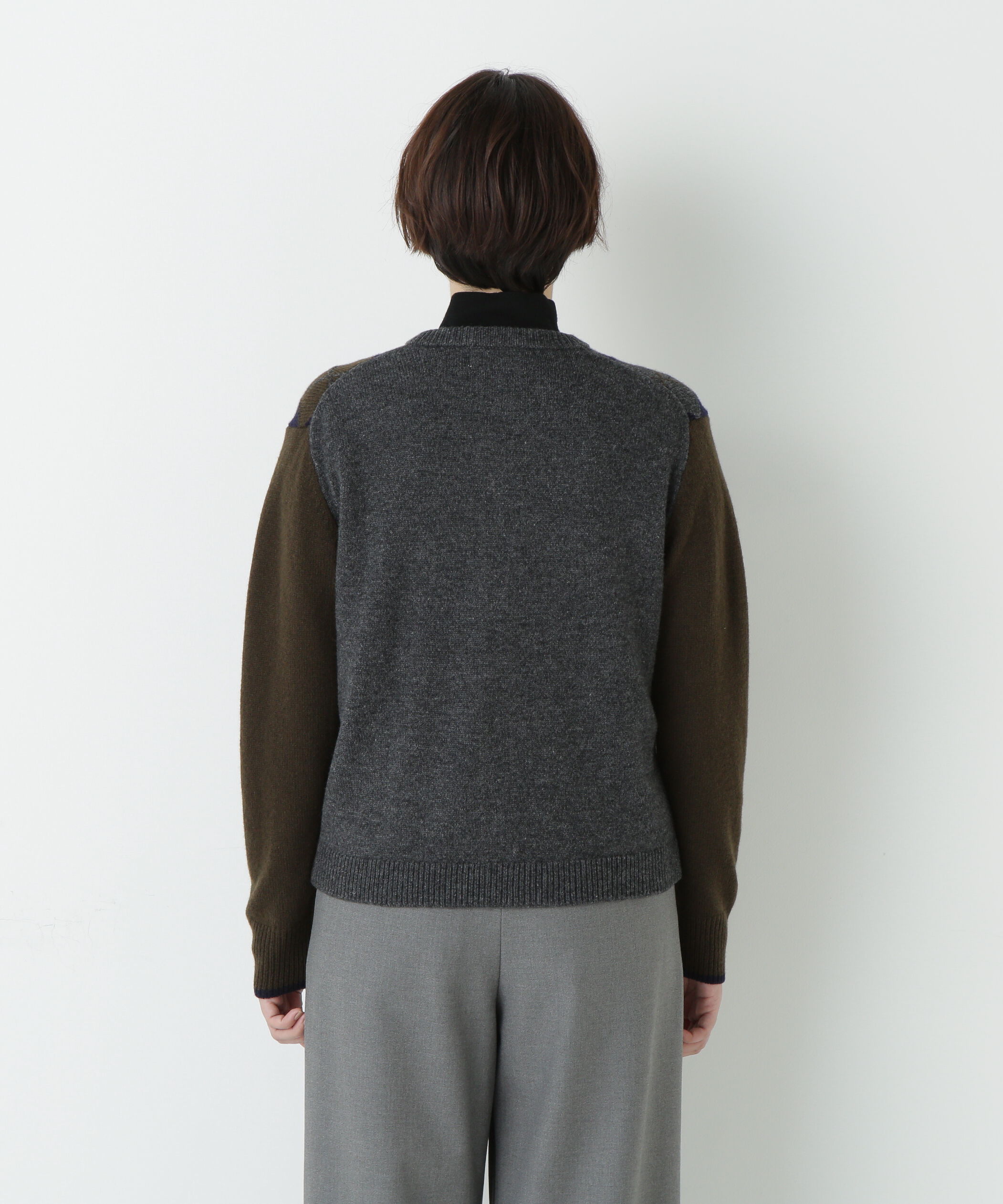  「ウールＭＩＸアーガイルクルーネックカーディガン」|ニット・セーター|