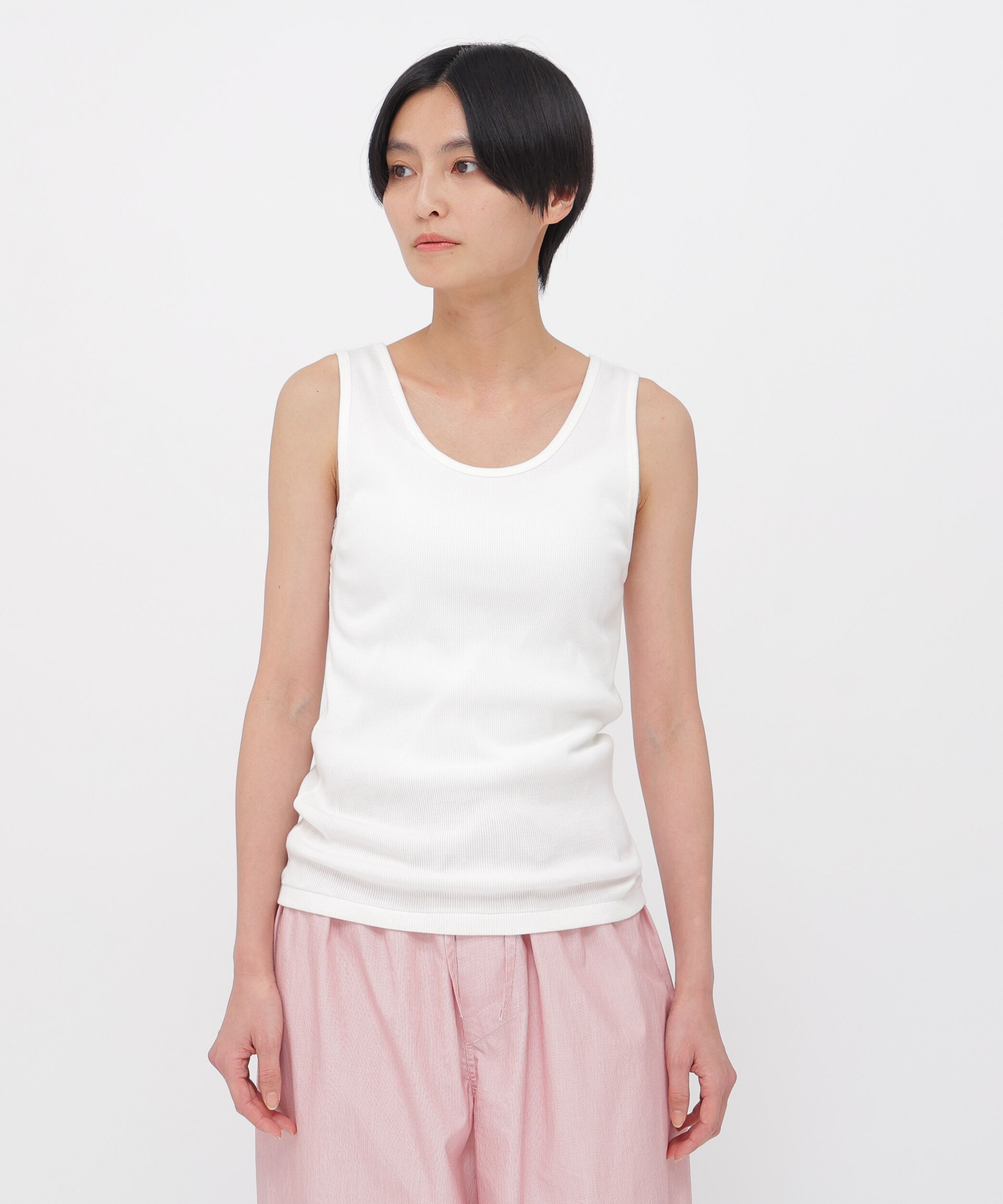MARGARET HOWELL HOUSEHOLDGOODS「FINE COTTON RIB JERSEY TOP」|Tシャツ・カットソー|WHITE