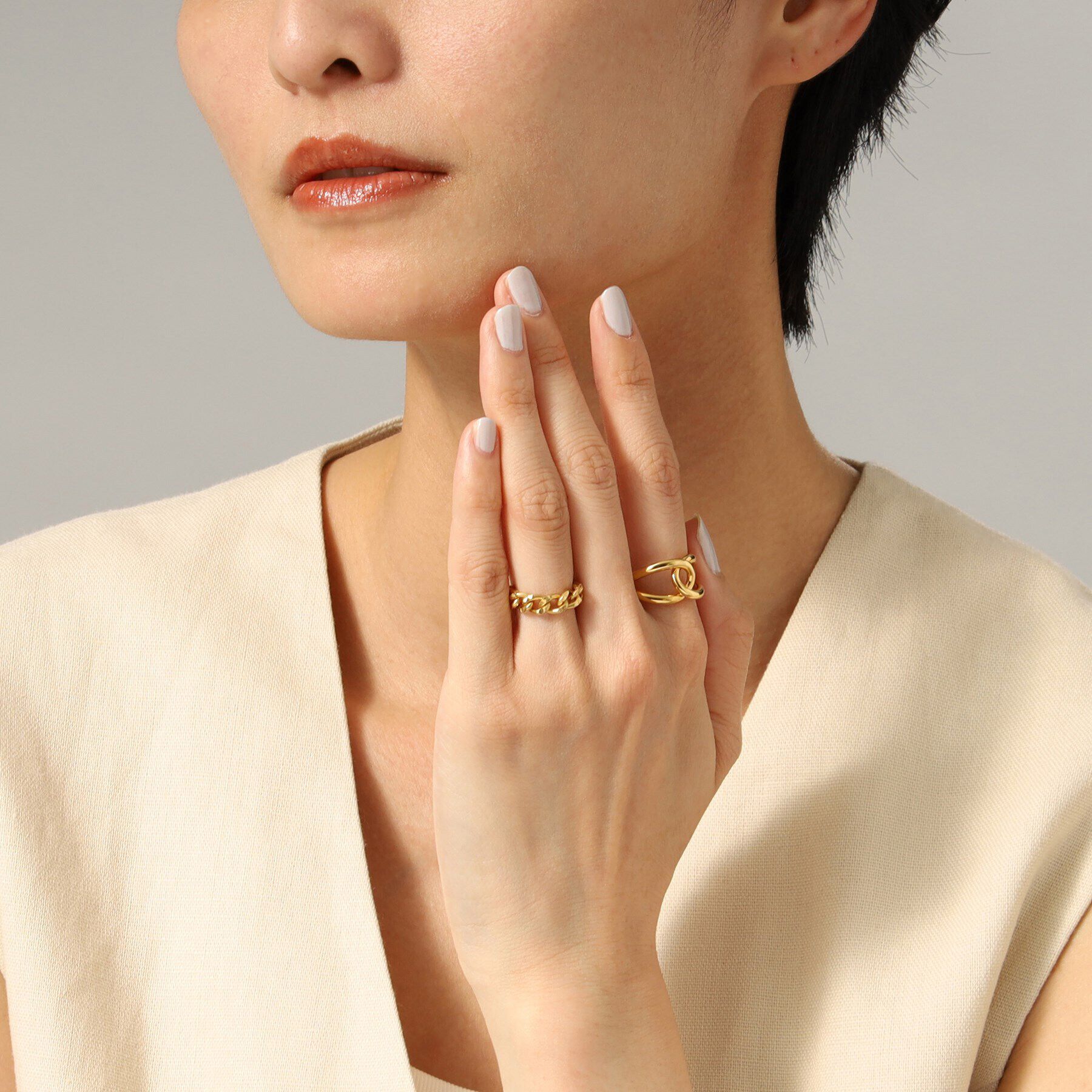 COCOSHNIK ONKITSCH「シルバー ラインリング オーバルノット GP」|リング|