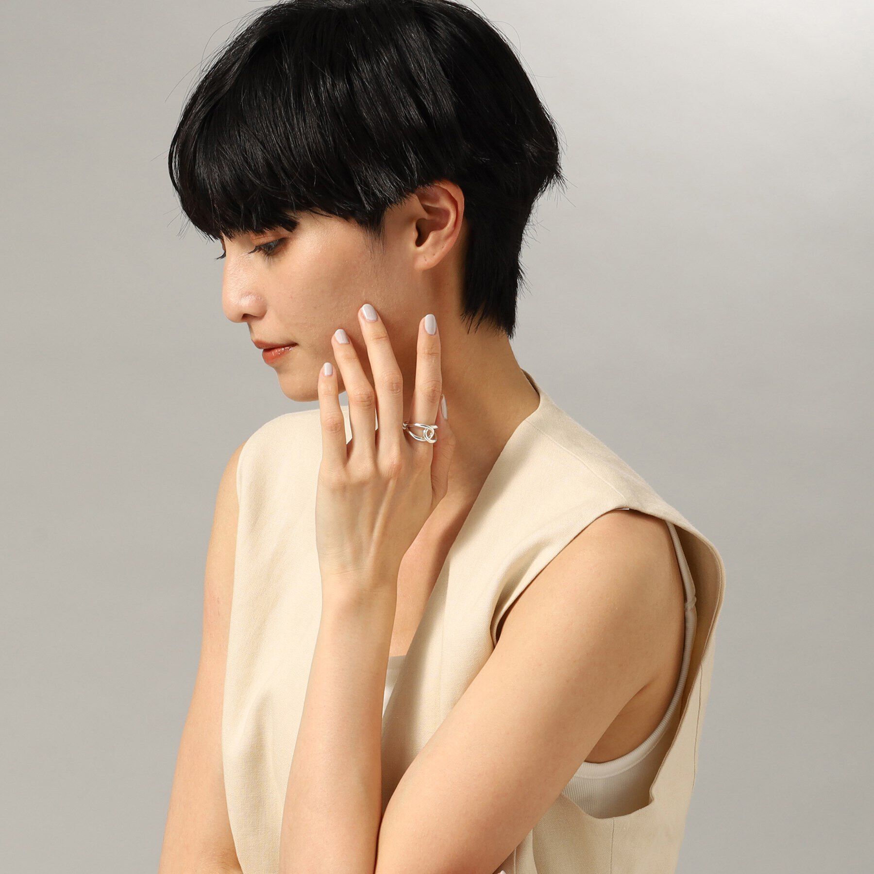 COCOSHNIK ONKITSCH「シルバー ラインリング オーバルノット」|リング|