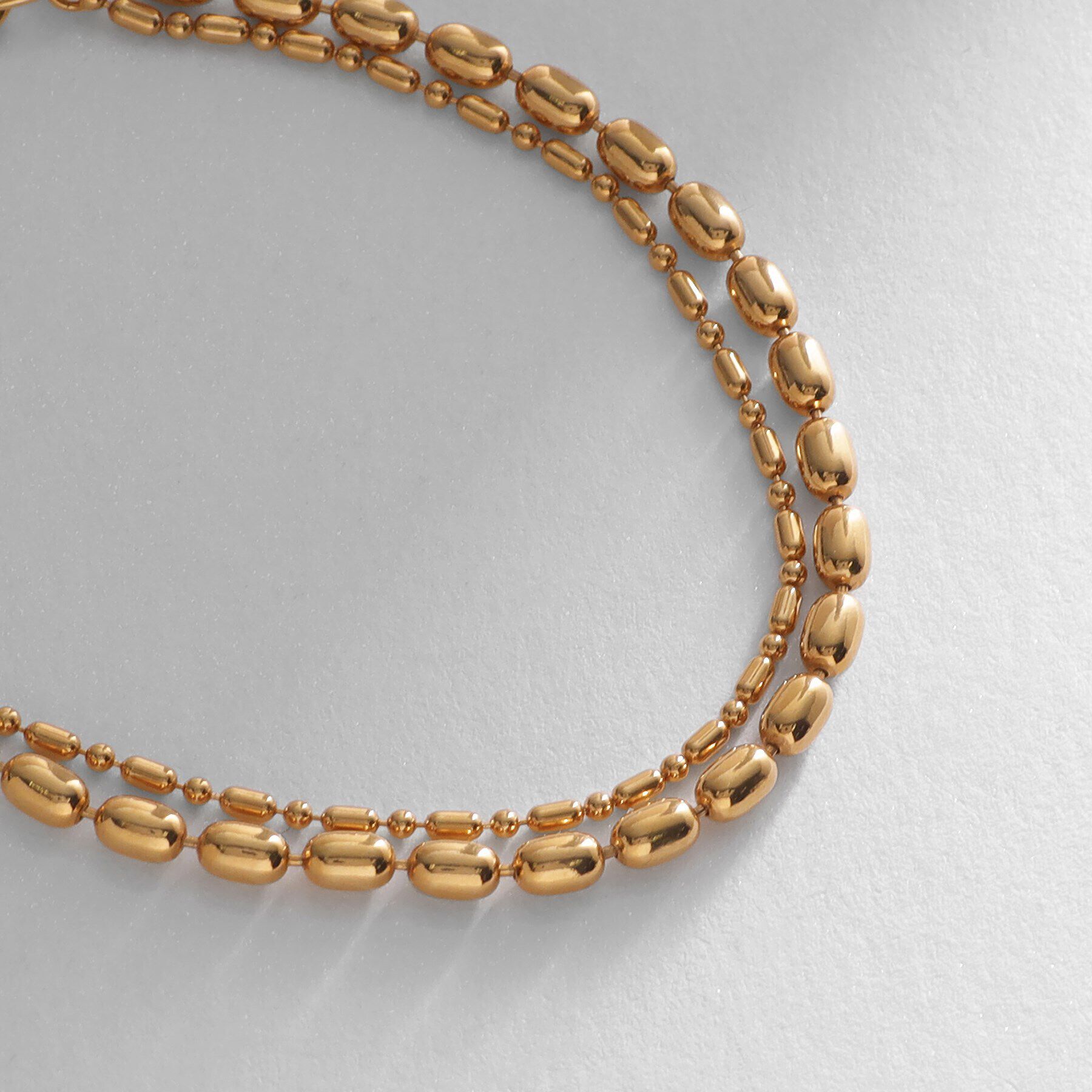 COCOSHNIK ONKITSCH「シルバー コンビネーションチェーン オーバルボール シリンダー ブレスレット GP」|ブレスレット・バングル|