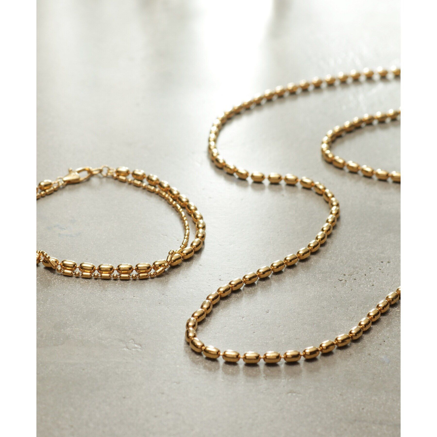 COCOSHNIK ONKITSCH「シルバー コンビネーションチェーン オーバルボール シリンダー ブレスレット GP」|ブレスレット・バングル|