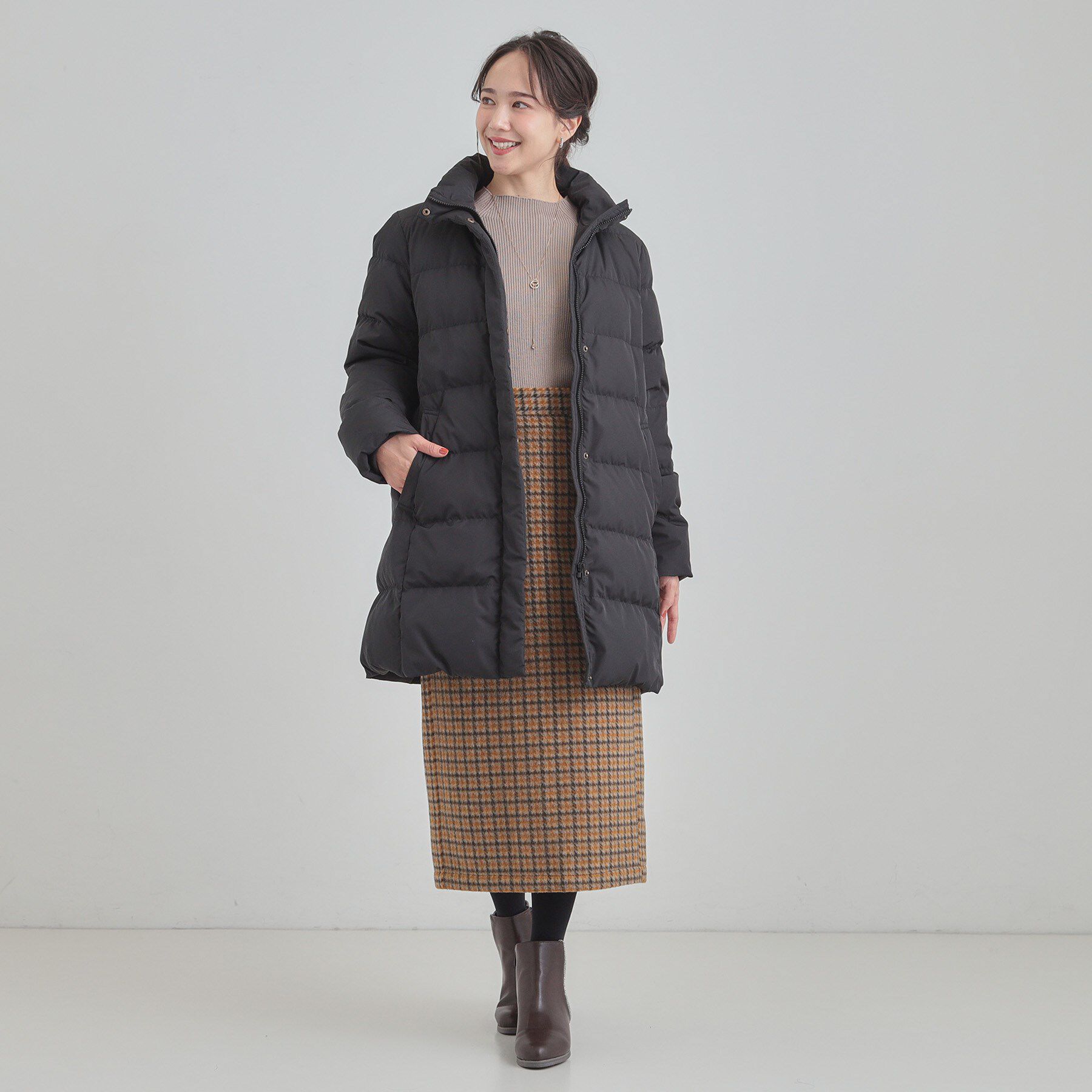 SHOO･LA･RUE「【洗濯機可/撥水】フェイクファーフード ロングダウン」|ダウン|