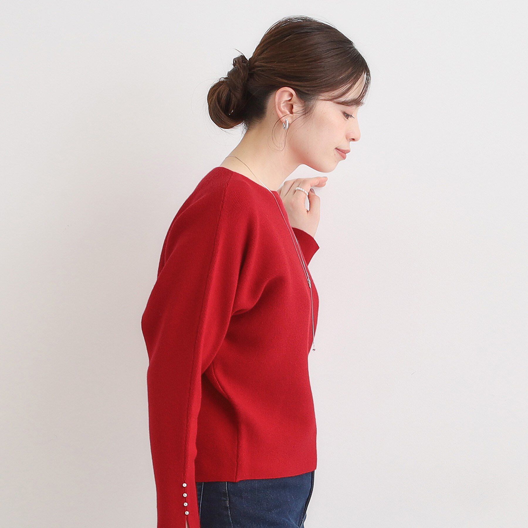 SHOO･LA･RUE「【洗濯機可】女性らしさ溢れる もちもちタッチが心地よい ドルマンニット」|ニット・セーター|