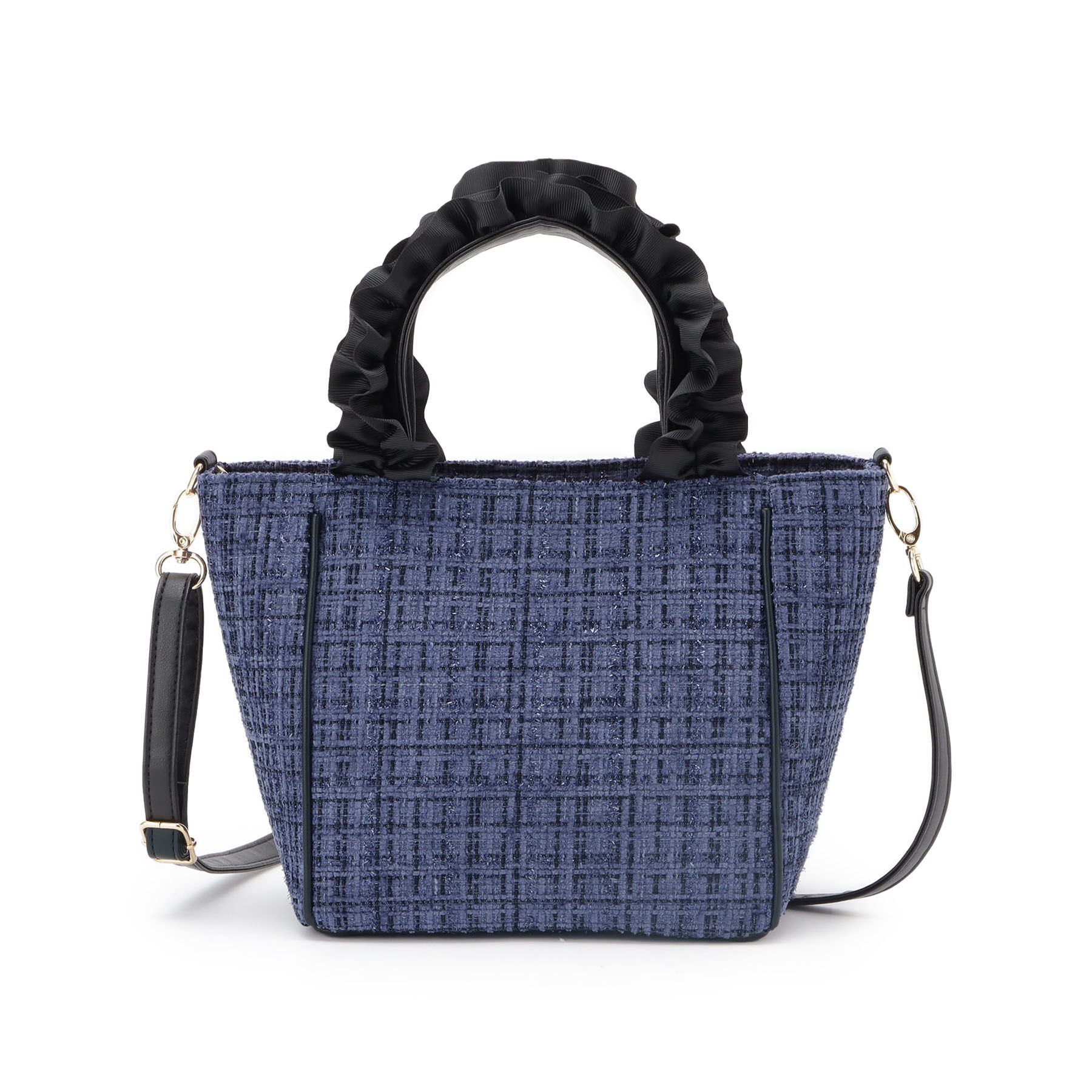 SHOO･LA･RUE「フリルハンドルツイードトートバッグ」|トートバッグ|