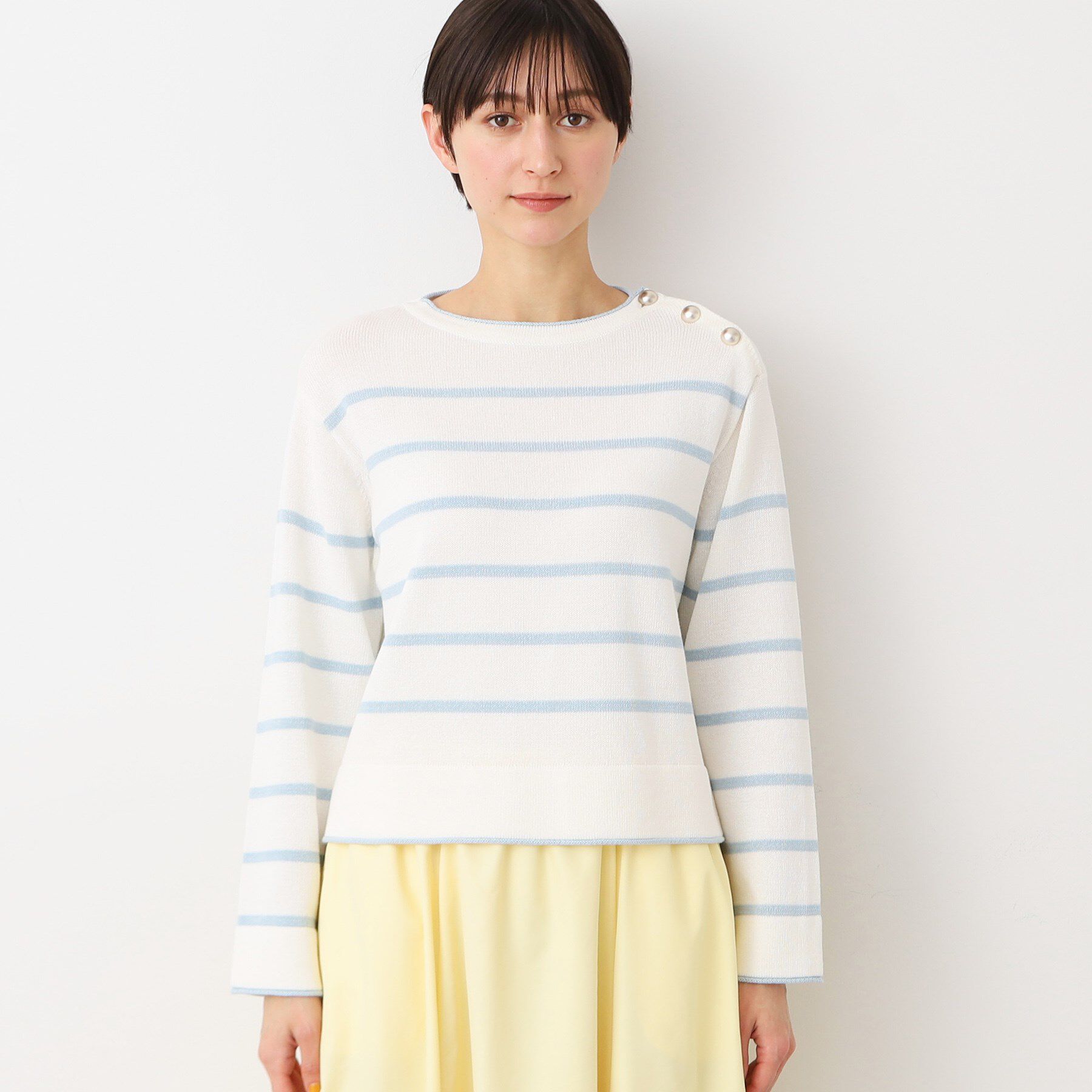 Dessin「【洗える】肩ボタン付きボーダーニット（XS～L）」|ニット・セーター|