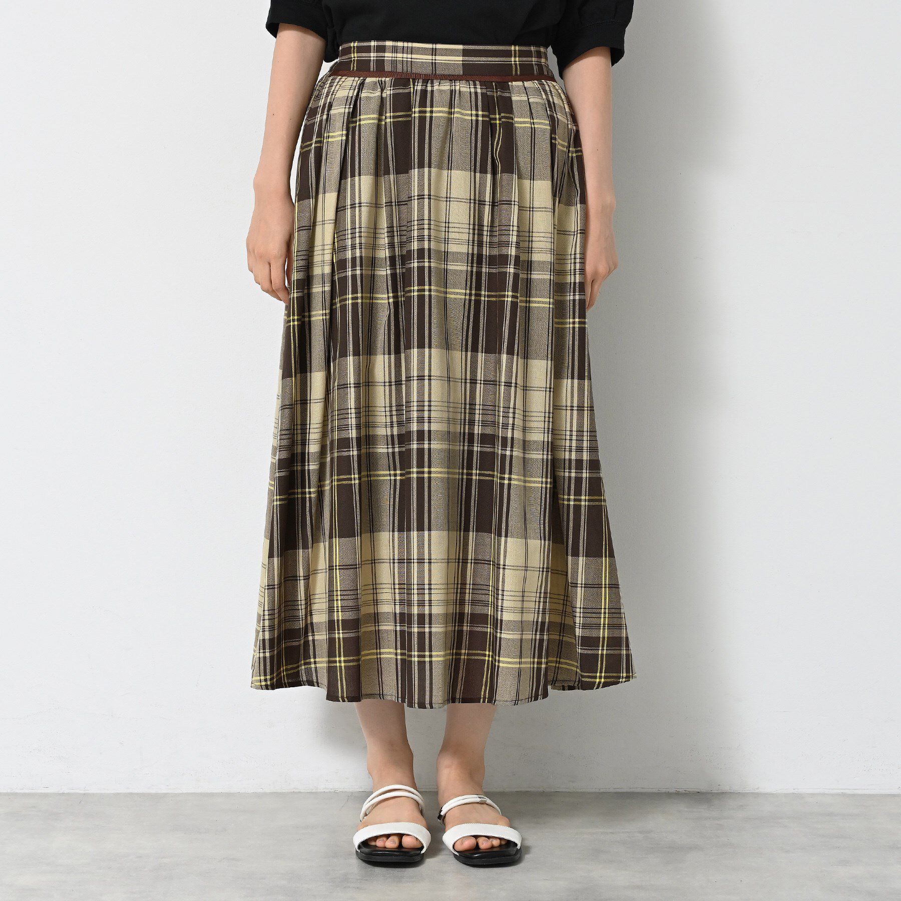 Dessin「【洗える】映えチェック柄ギャザースカート」|スカート|