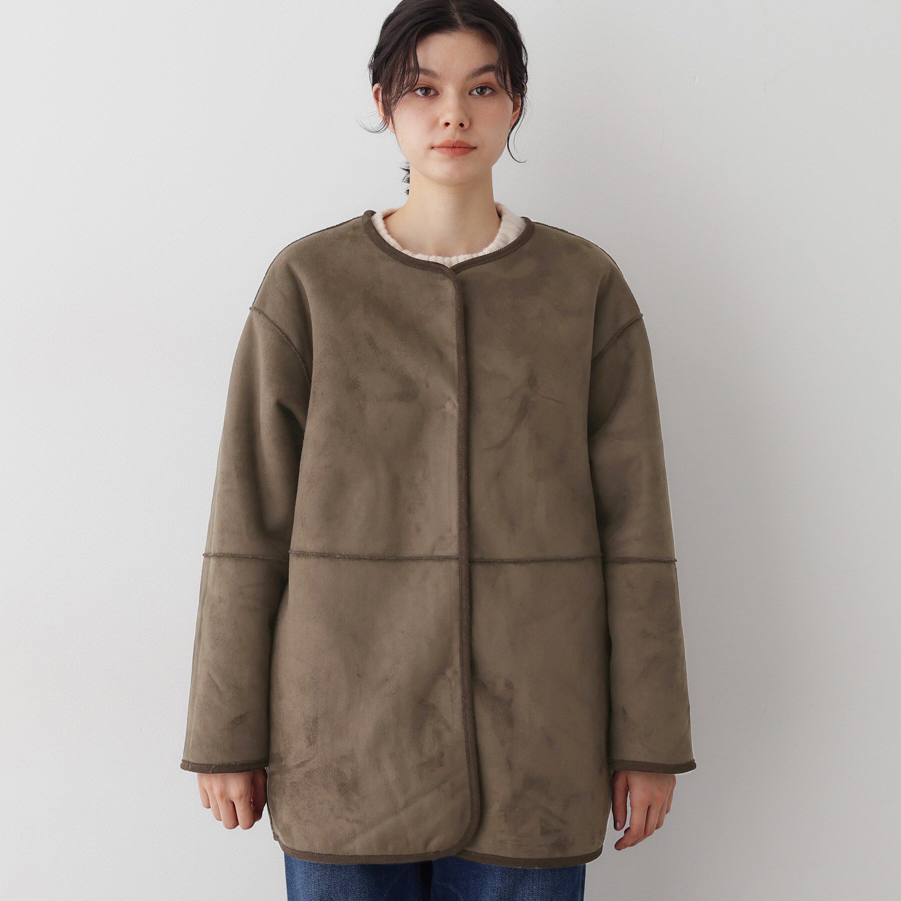 Dessin「【2WAY】フェイクムートンコート」|ノーカラーコート|