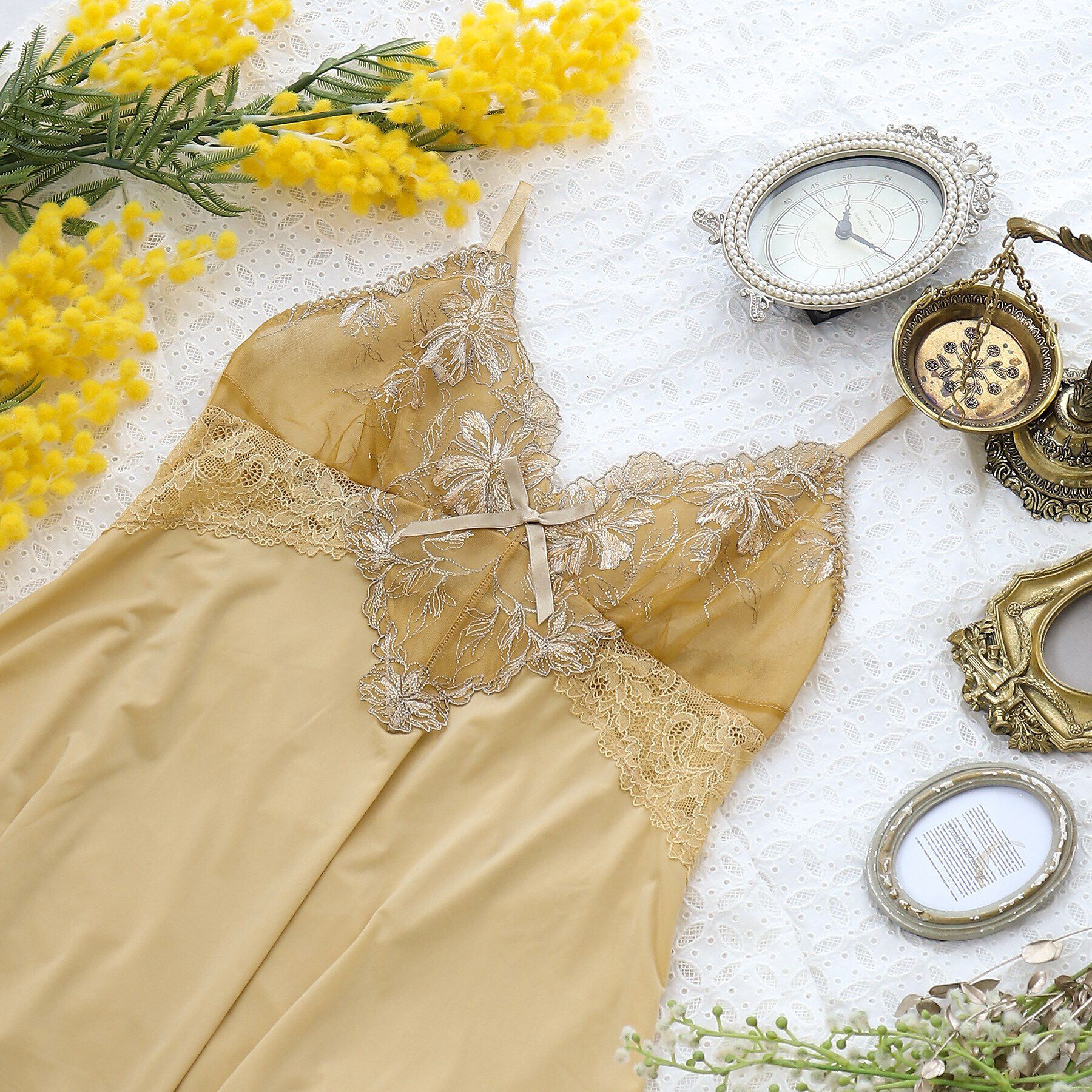 Risa Magli「シャンタル スリップ」|キャミソール|マスタード(033)