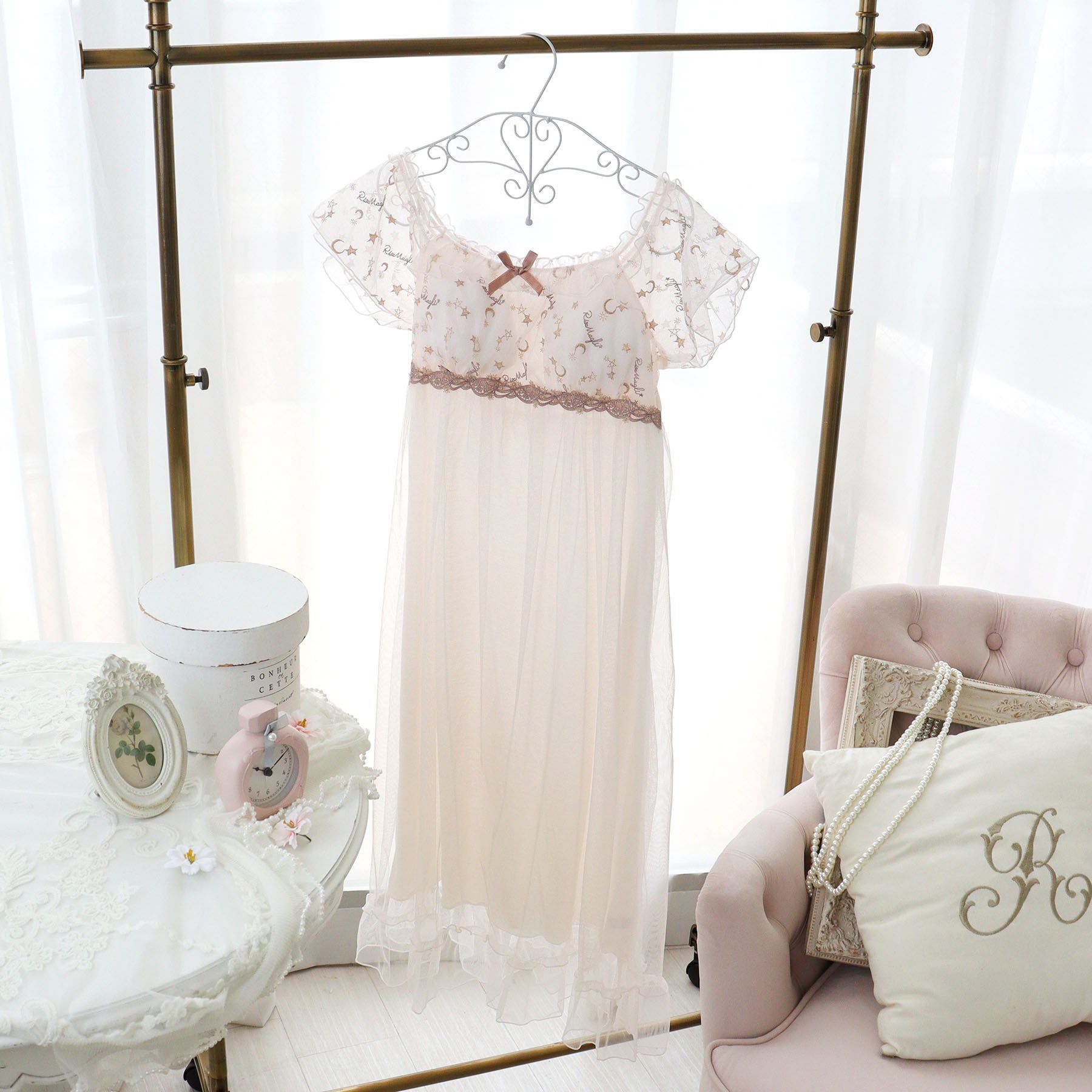 Risa Magli「ホリー カップ付マキシワンピース」|インナー|ピンク(071)